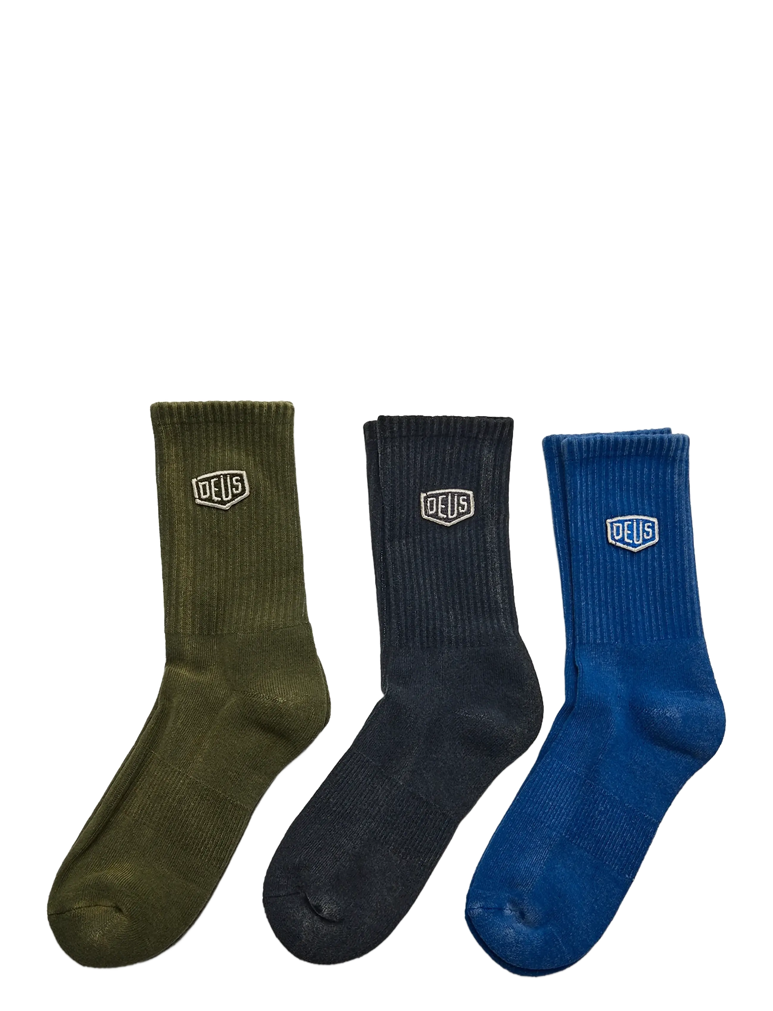 Deus Ex Machina Shield Garment Dyed Sock (3 Pack) - Strømper - MULTI / khaki/green