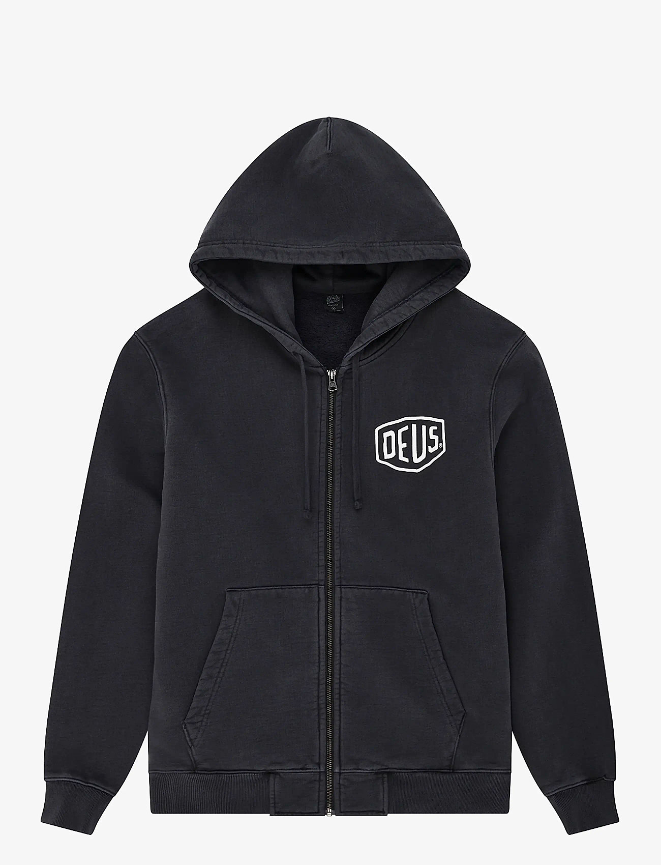 Deus Ex Machina - Shield Garment Dyed Zip Hoodie - hættetrøjer - black - 0