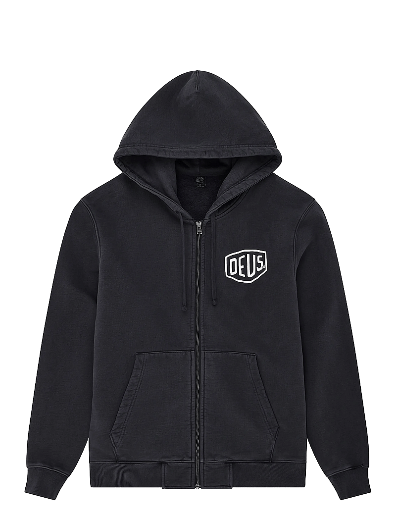 Deus Ex Machina - Shield Garment Dyed Zip Hoodie - hættetrøjer - black - 0