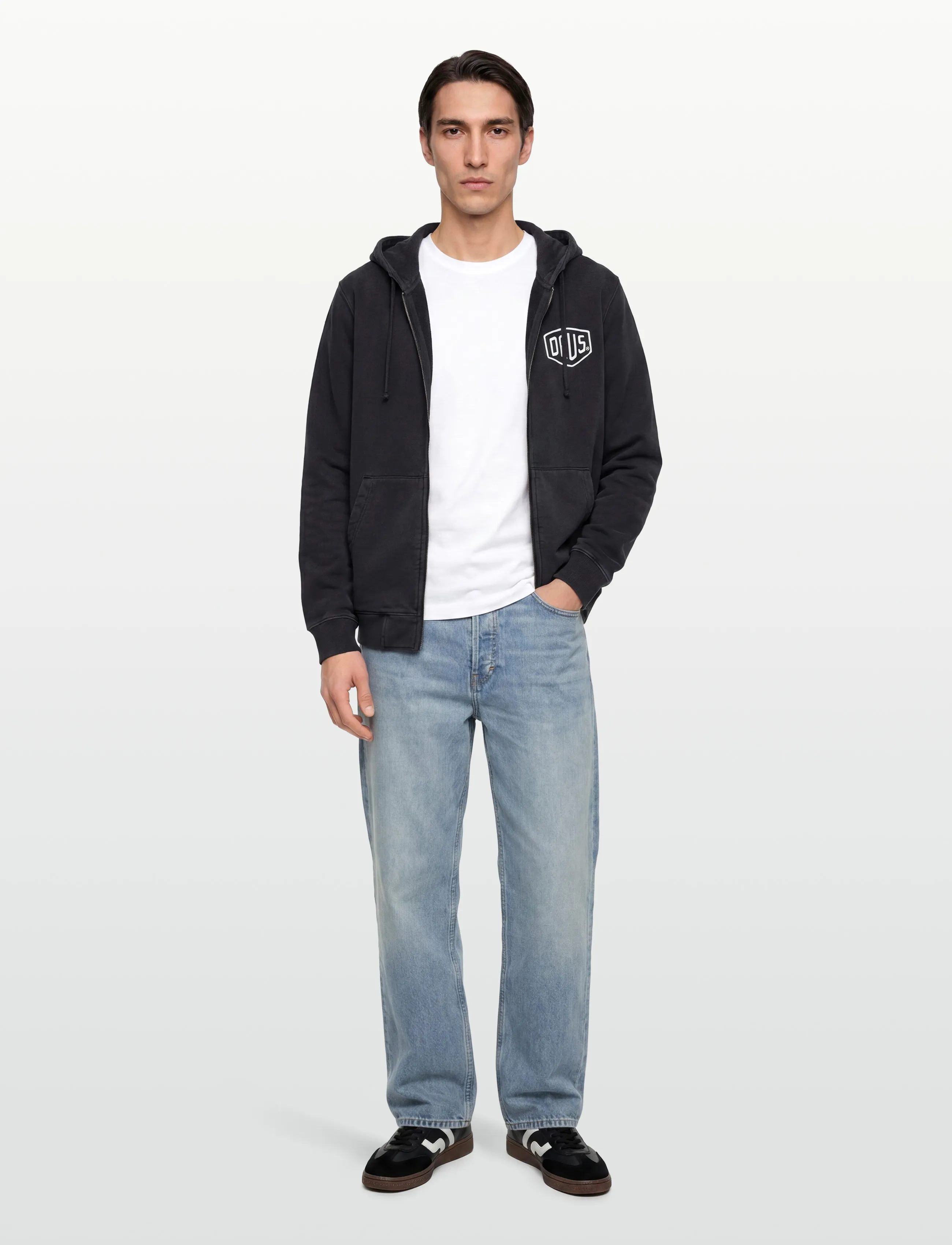 Deus Ex Machina Shield Garment Dyed Zip Hoodie, S, Sweatshirts & Hoodies, Schwarz - Männerswear