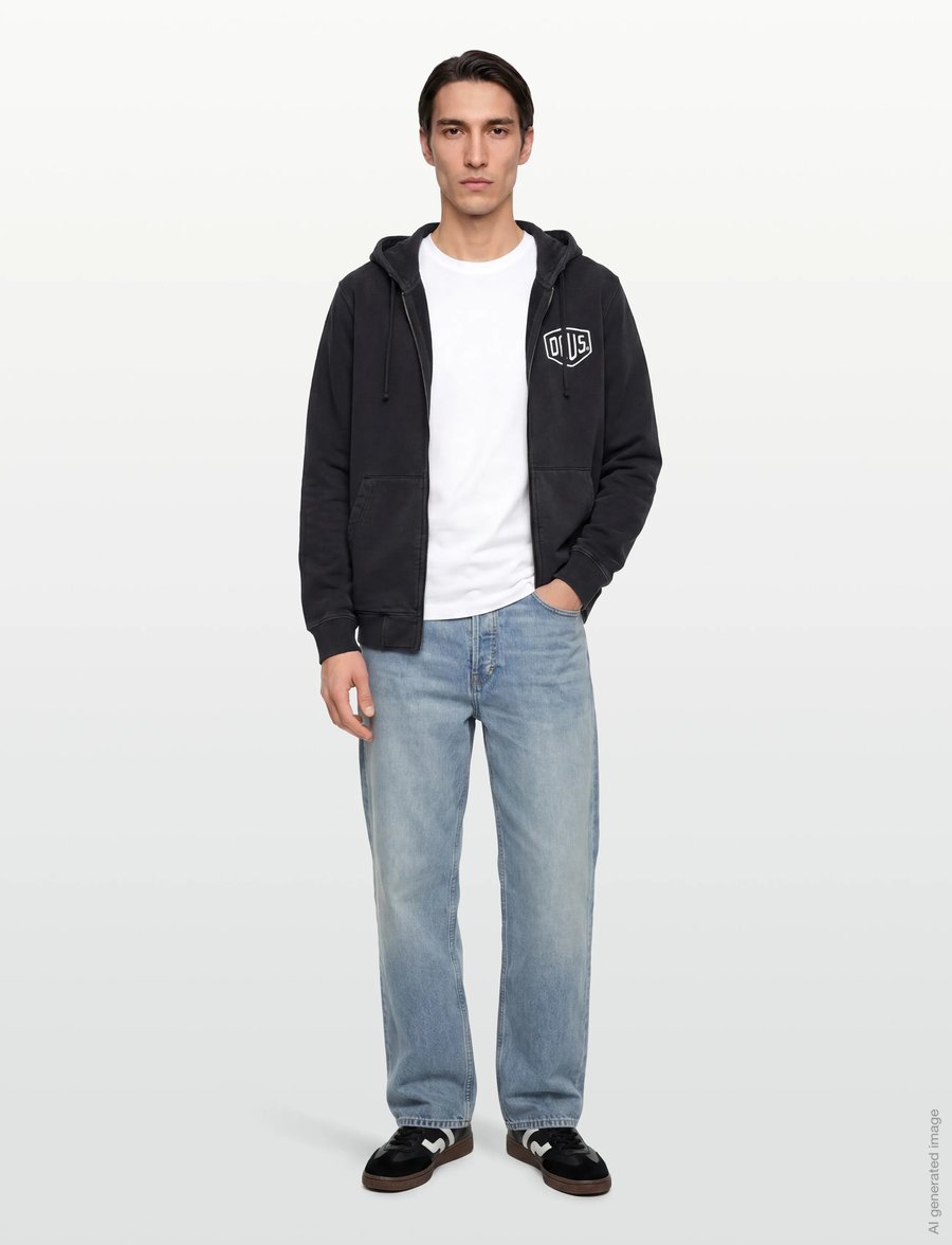 Deus Ex Machina - Shield Garment Dyed Zip Hoodie - hættetrøjer - black - 0