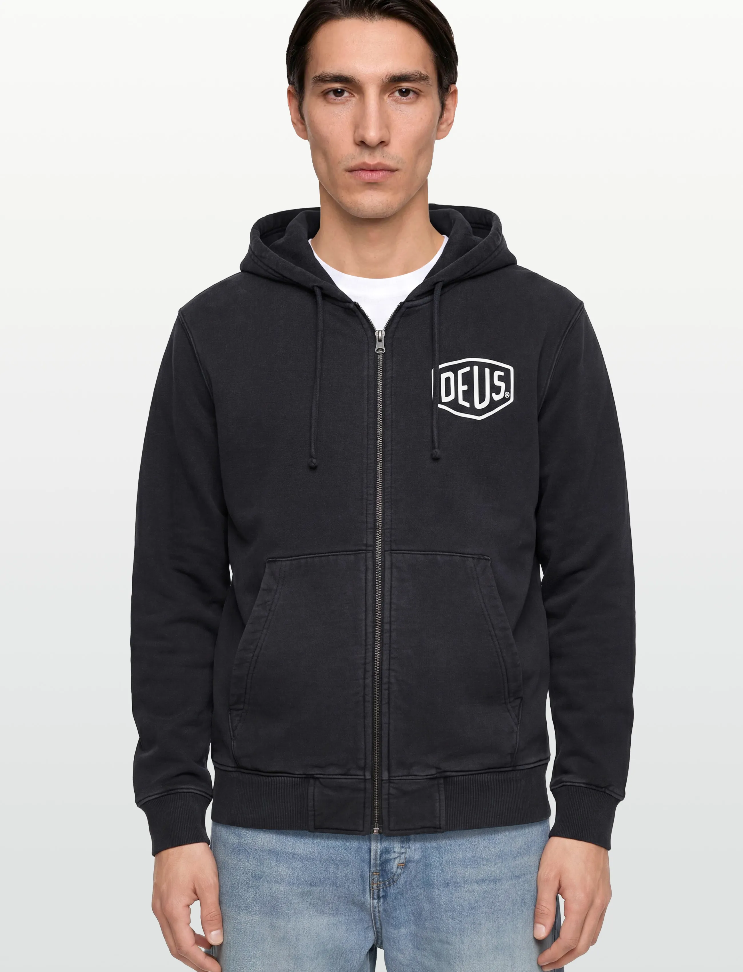 Deus Ex Machina - Shield Garment Dyed Zip Hoodie - hættetrøjer - black - 3