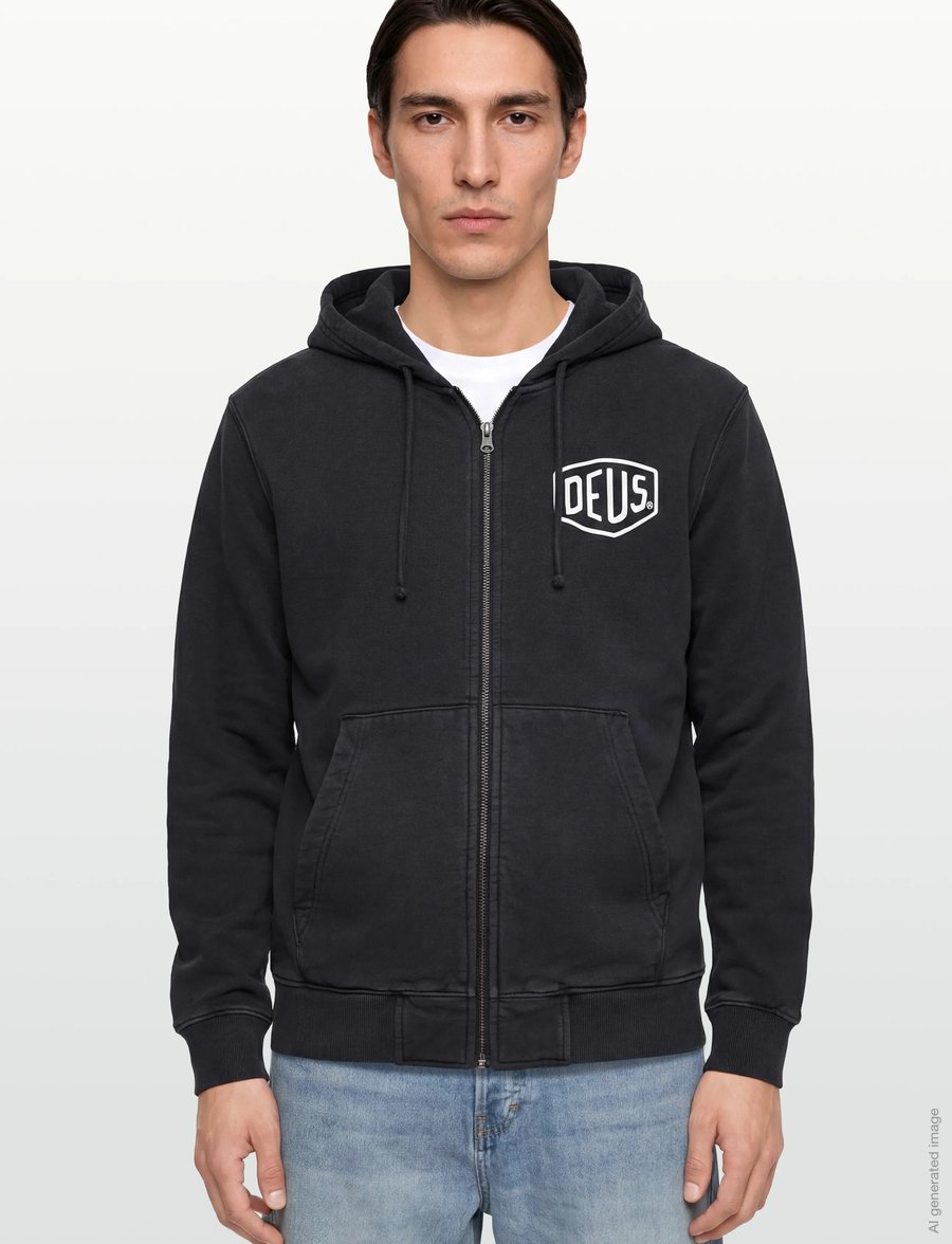 Deus Ex Machina - Shield Garment Dyed Zip Hoodie - hættetrøjer - black - 3