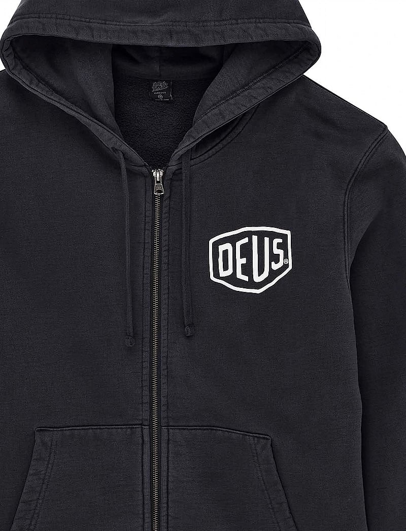 Deus Ex Machina - Shield Garment Dyed Zip Hoodie - hættetrøjer - black - 2