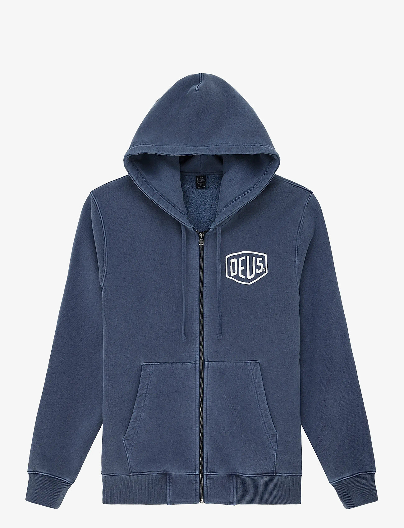 Deus Ex Machina - Shield Garment Dyed Zip Hoodie - hoodies - mechanic blue - 1