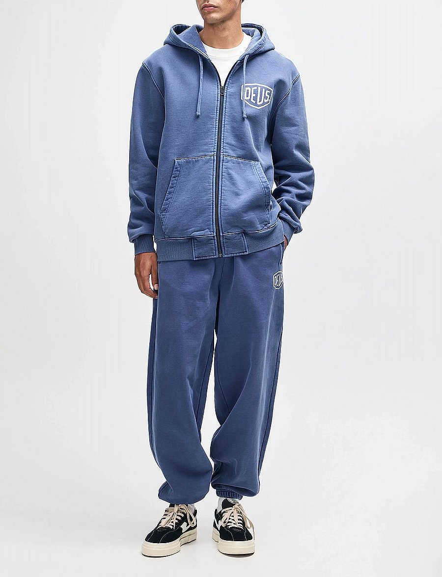 Deus Ex Machina - Shield Garment Dyed Zip Hoodie - hættetrøjer - mechanic blue - 4