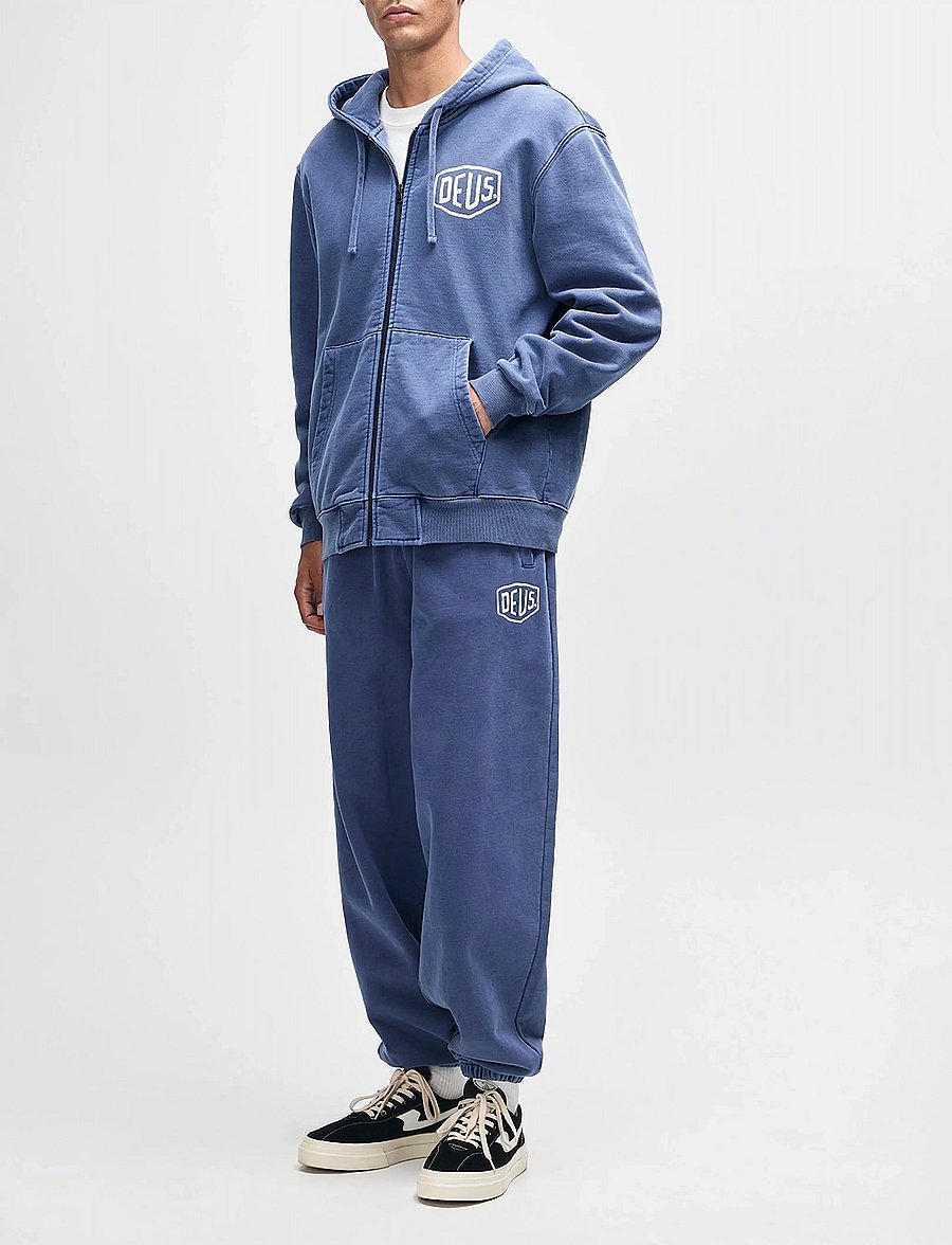 Deus Ex Machina - Shield Garment Dyed Zip Hoodie - hættetrøjer - mechanic blue - 5