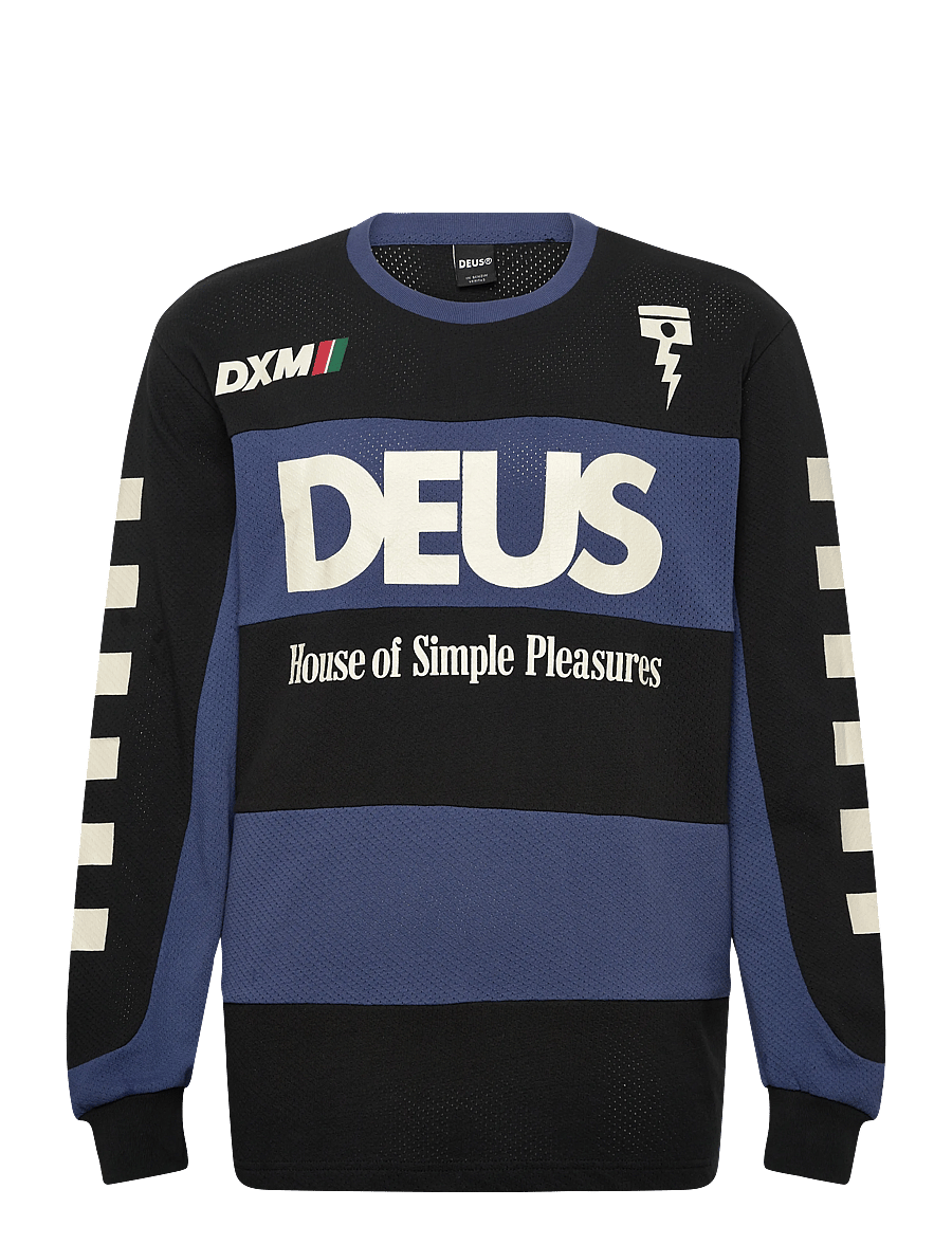 Deus Ex Machina - Vilander Moto Jersey - långärmade t-shirts - mechanic blue combo - 1