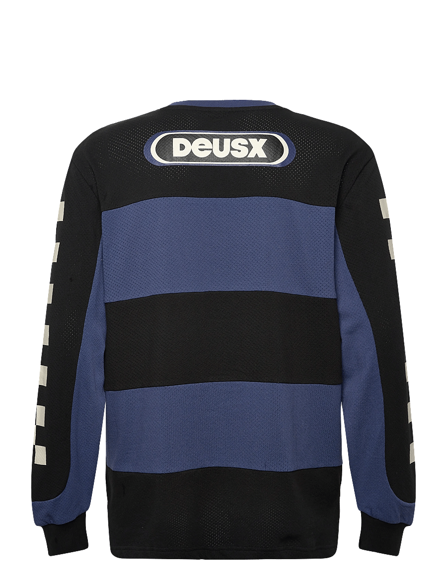 Deus Ex Machina - Vilander Moto Jersey - långärmade t-shirts - mechanic blue combo - 2