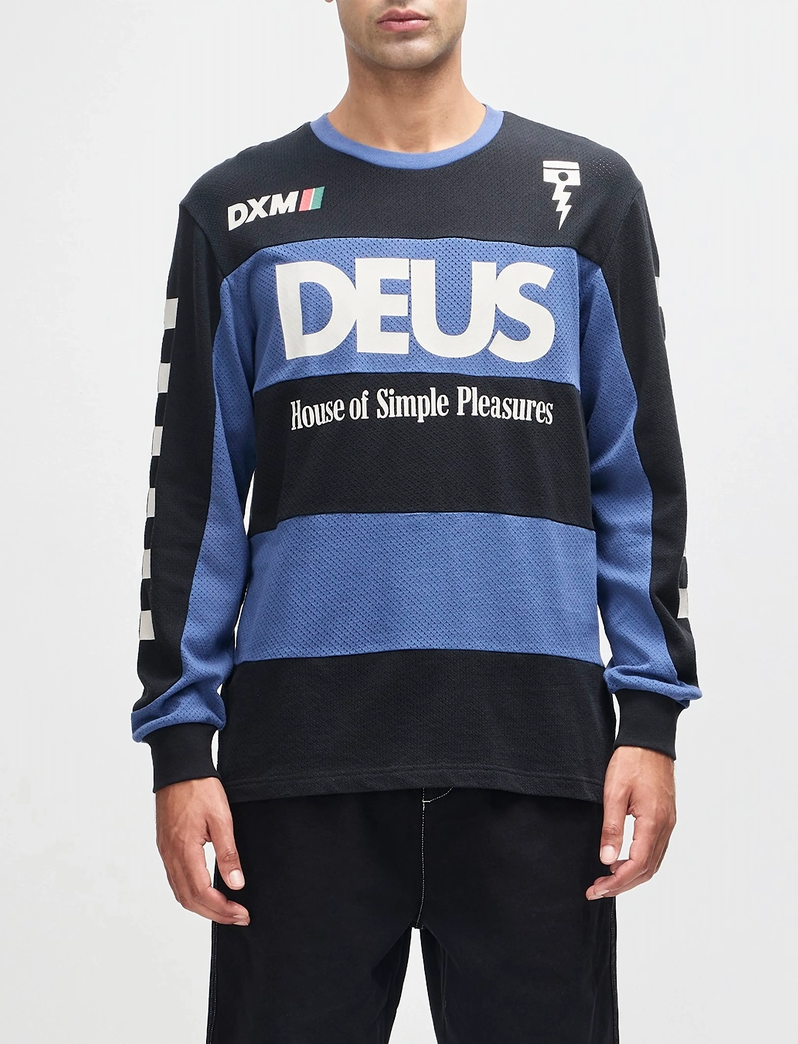 Deus Ex Machina Vilander Moto Jersey - Fan shop - MECHANIC BLUE COMBO / black