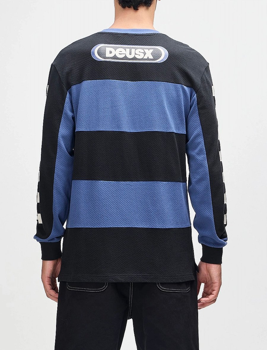 Deus Ex Machina - Vilander Moto Jersey - långärmade t-shirts - mechanic blue combo - 3