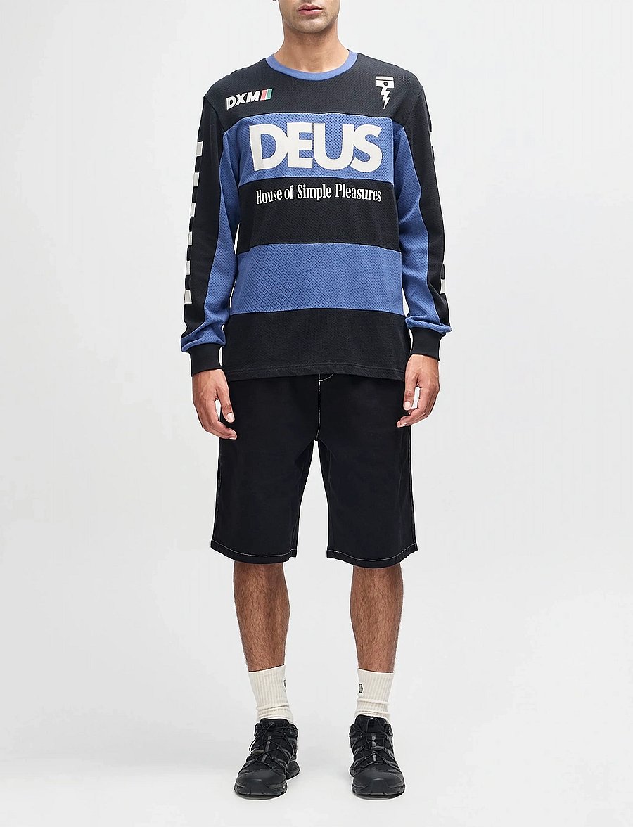 Deus Ex Machina - Vilander Moto Jersey - långärmade t-shirts - mechanic blue combo - 4