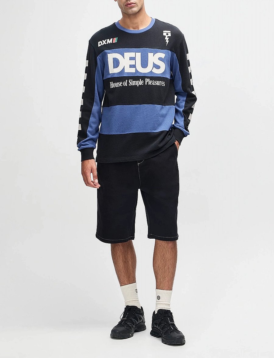 Deus Ex Machina - Vilander Moto Jersey - långärmade t-shirts - mechanic blue combo - 5