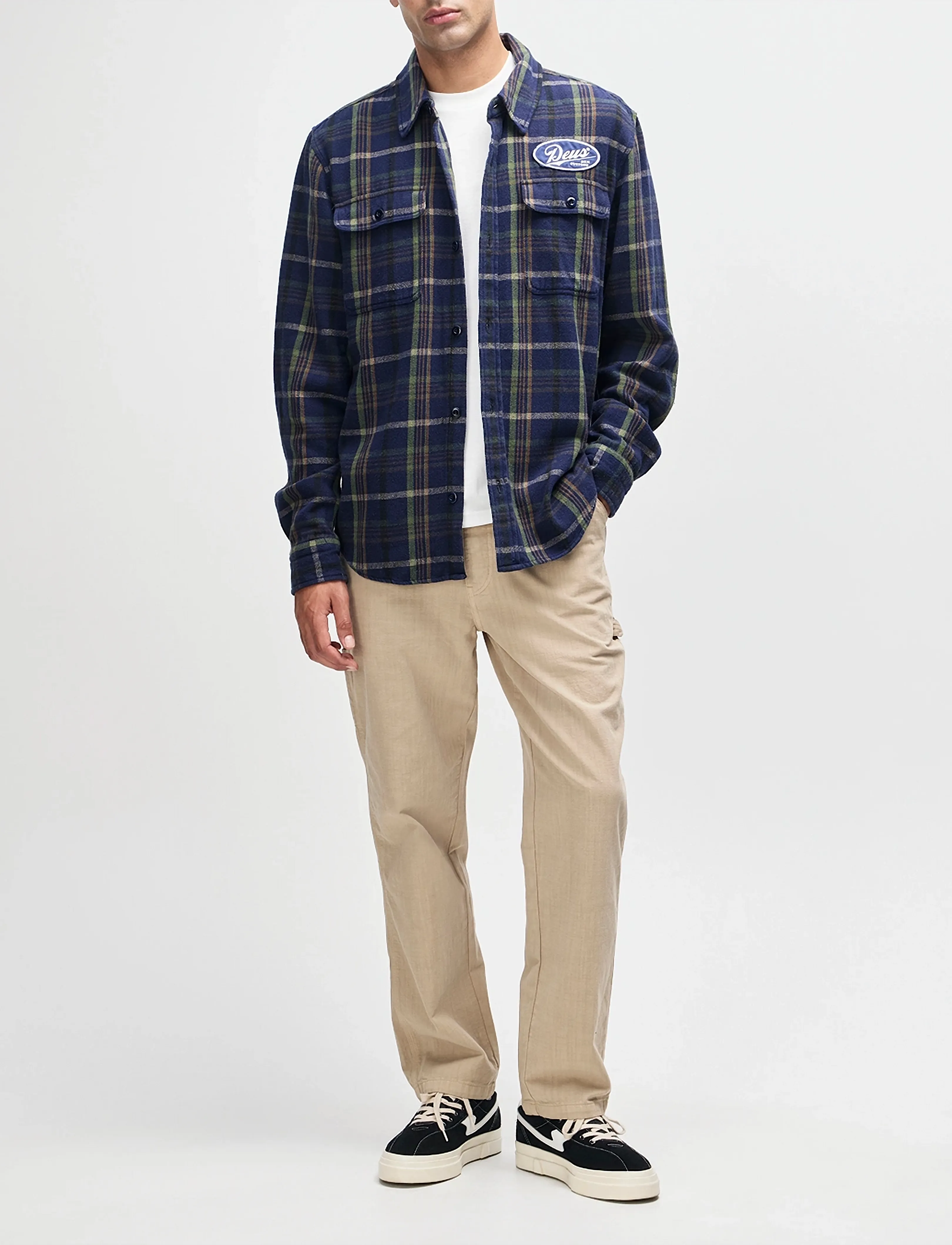 Deus Ex Machina Vacay Check Shirt - Tøj - NAVY CHECK / multi