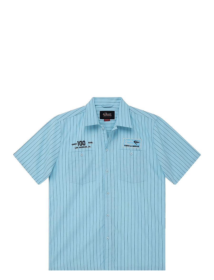 Deus Ex Machina - Forecourt Stripe Shirt - randiga skjortor - sky blue - 1