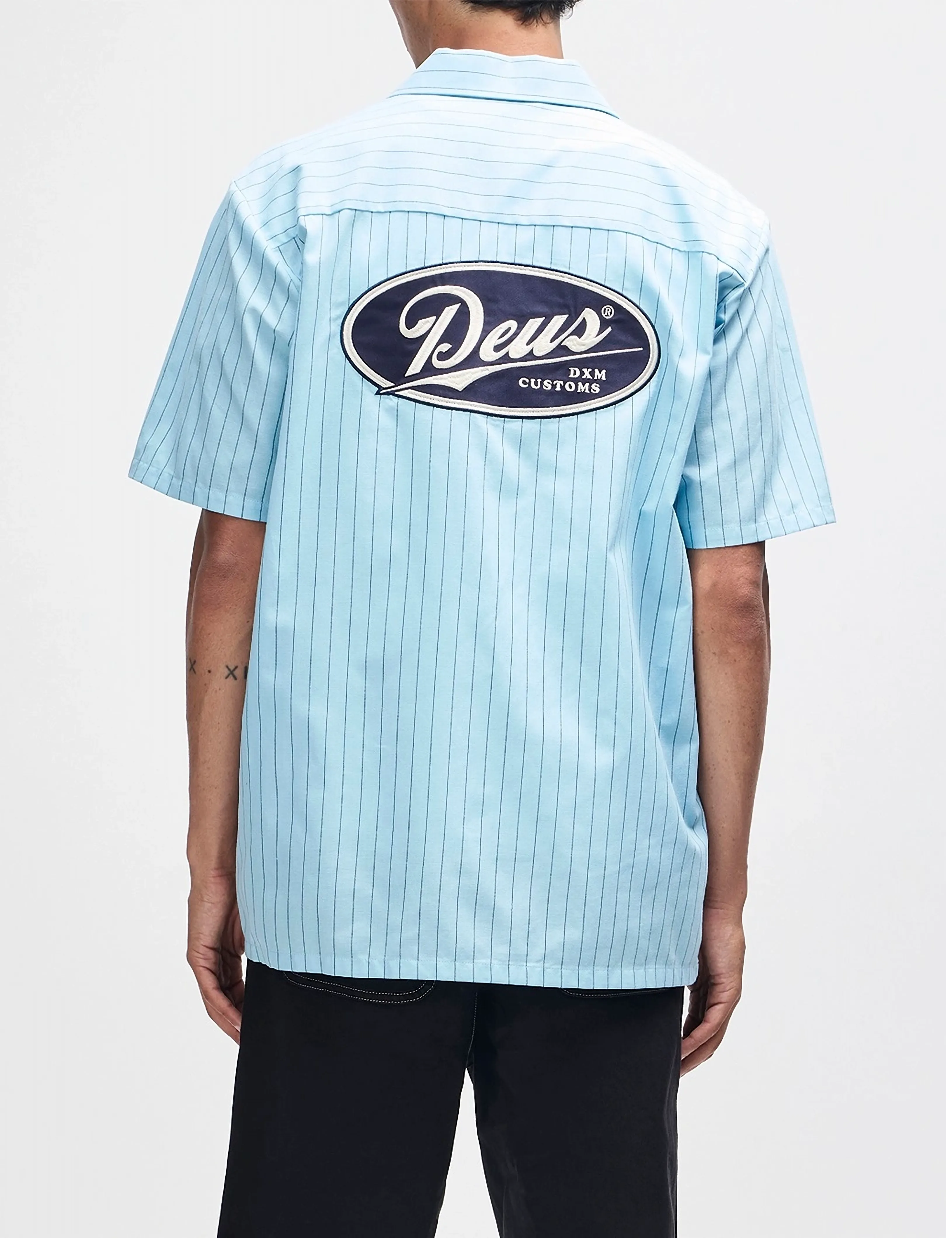 Deus Ex Machina - Forecourt Stripe Shirt - randiga skjortor - sky blue - 3