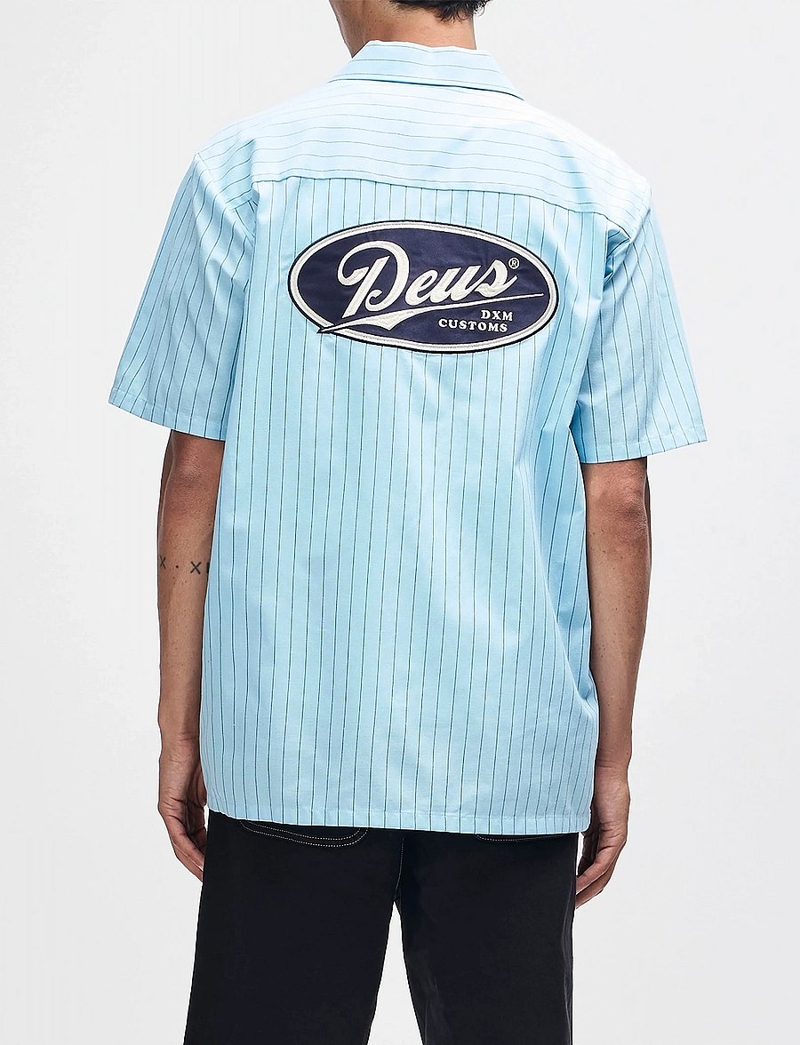 Deus Ex Machina - Forecourt Stripe Shirt - randiga skjortor - sky blue - 3