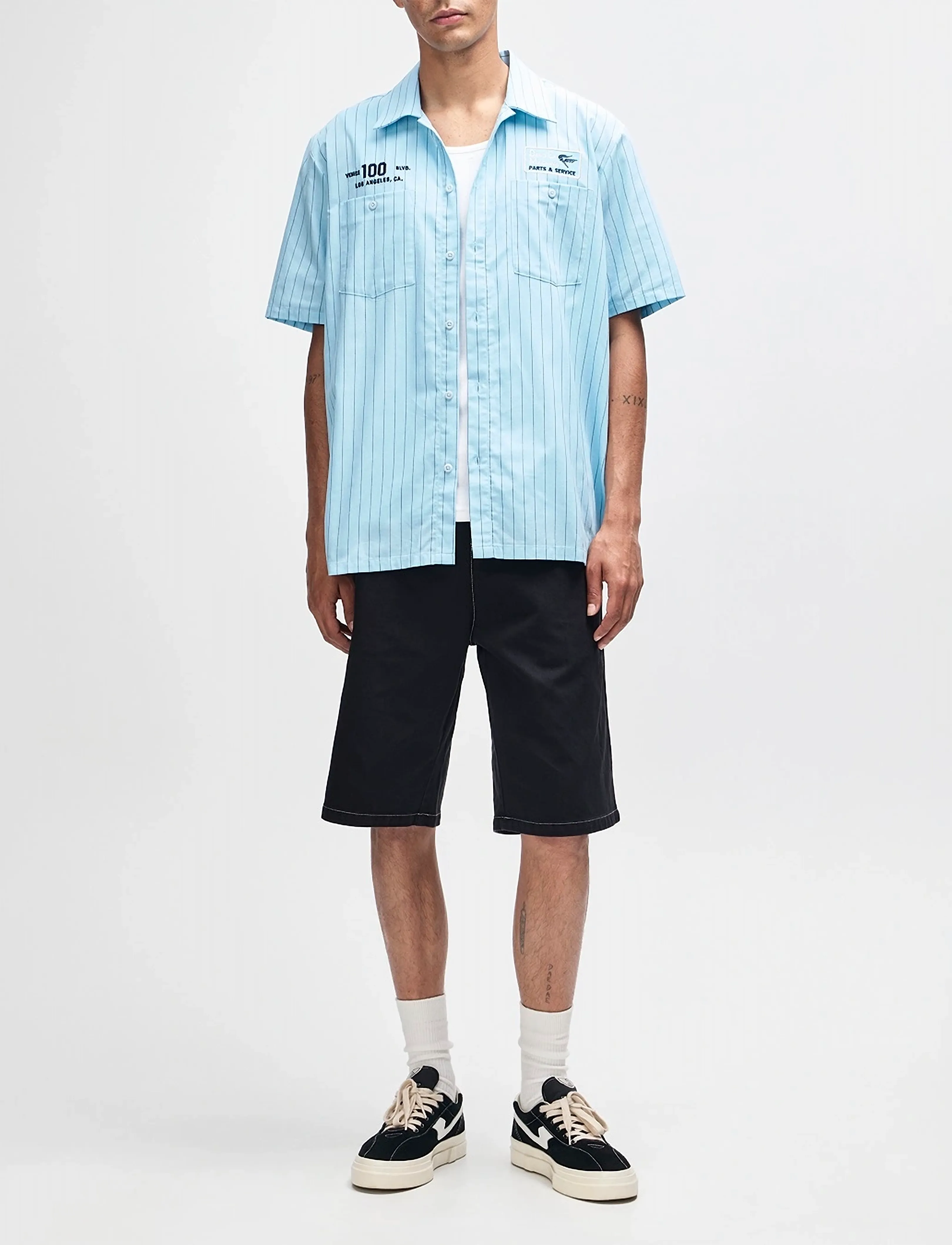 Deus Ex Machina - Forecourt Stripe Shirt - randiga skjortor - sky blue - 5