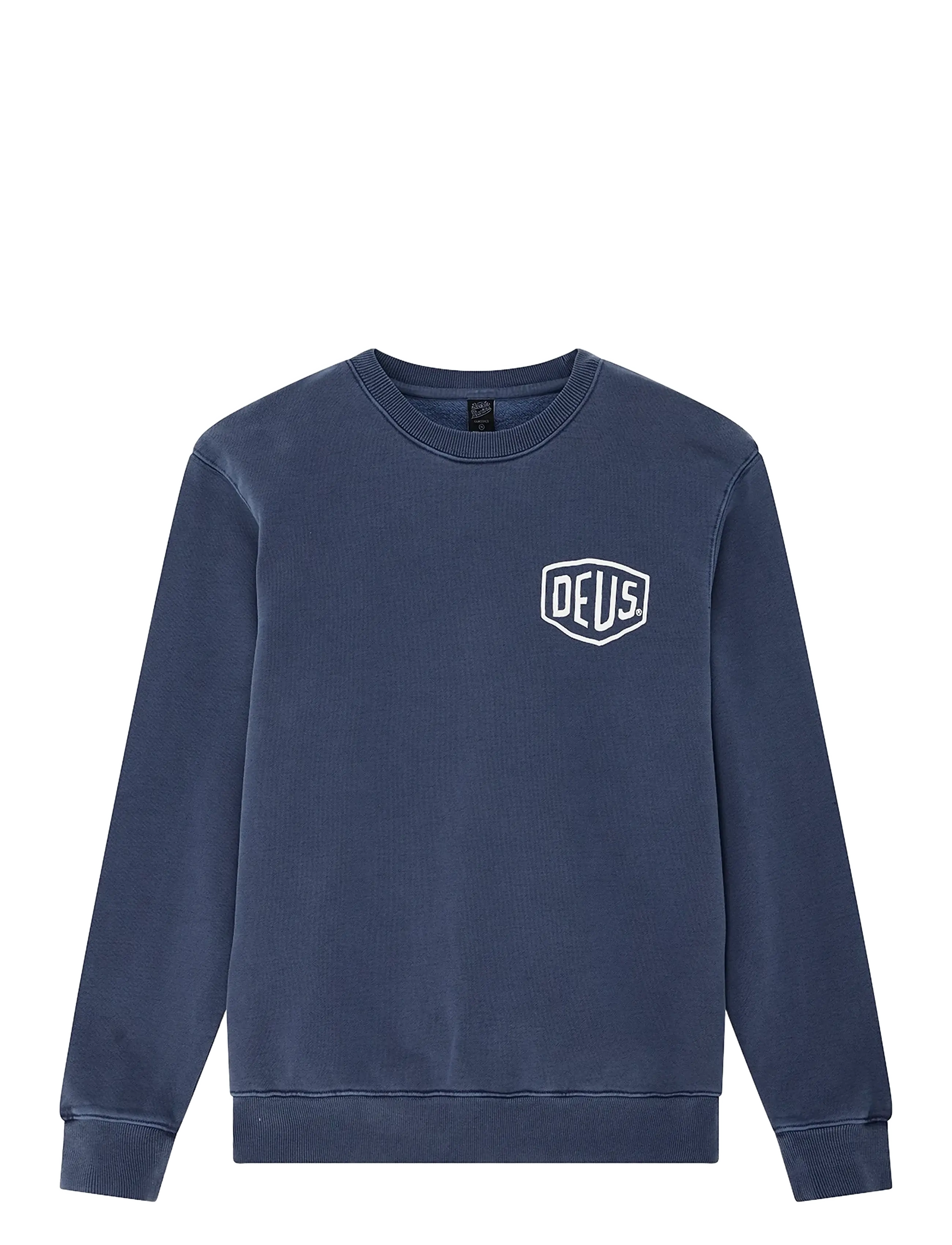Deus Ex Machina Shield Garment Dyed Crew - Sweatshirts - MECHANIC BLUE / navy