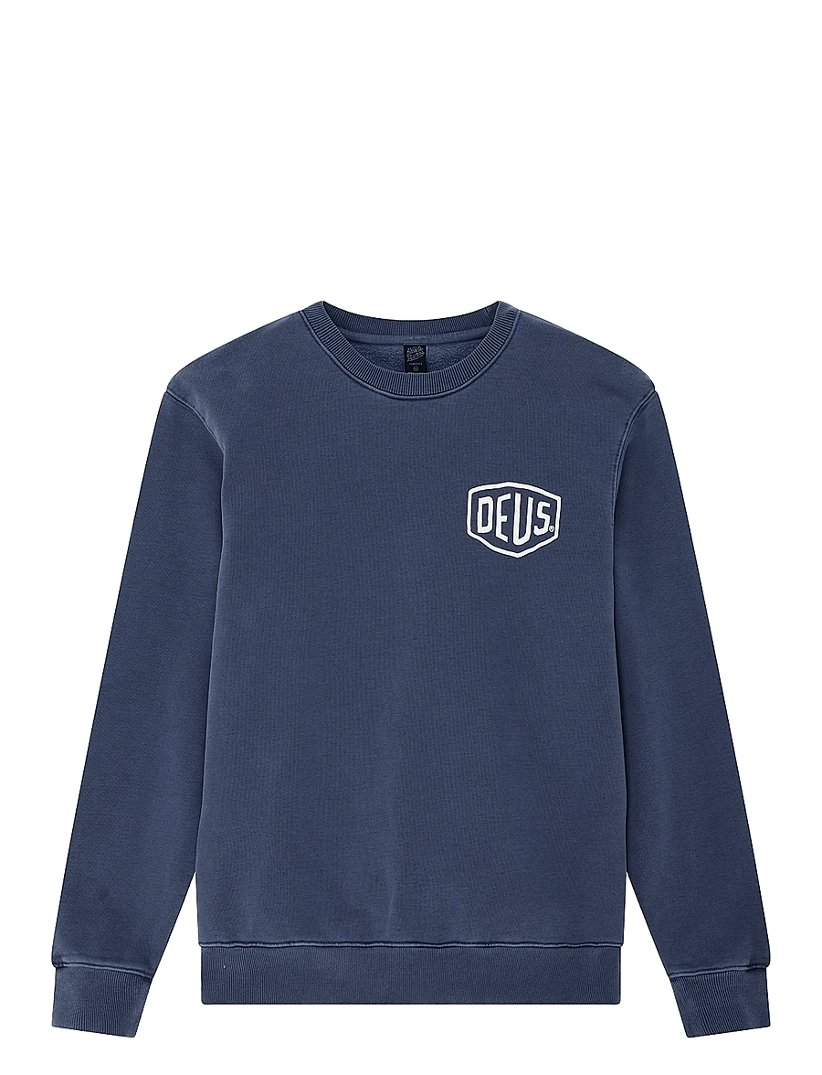 Deus Ex Machina - Shield Garment Dyed Crew - shop by style - mechanic blue - 1
