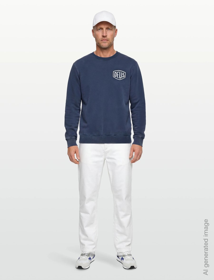 Deus Ex Machina - Shield Garment Dyed Crew - shop by style - mechanic blue - 0