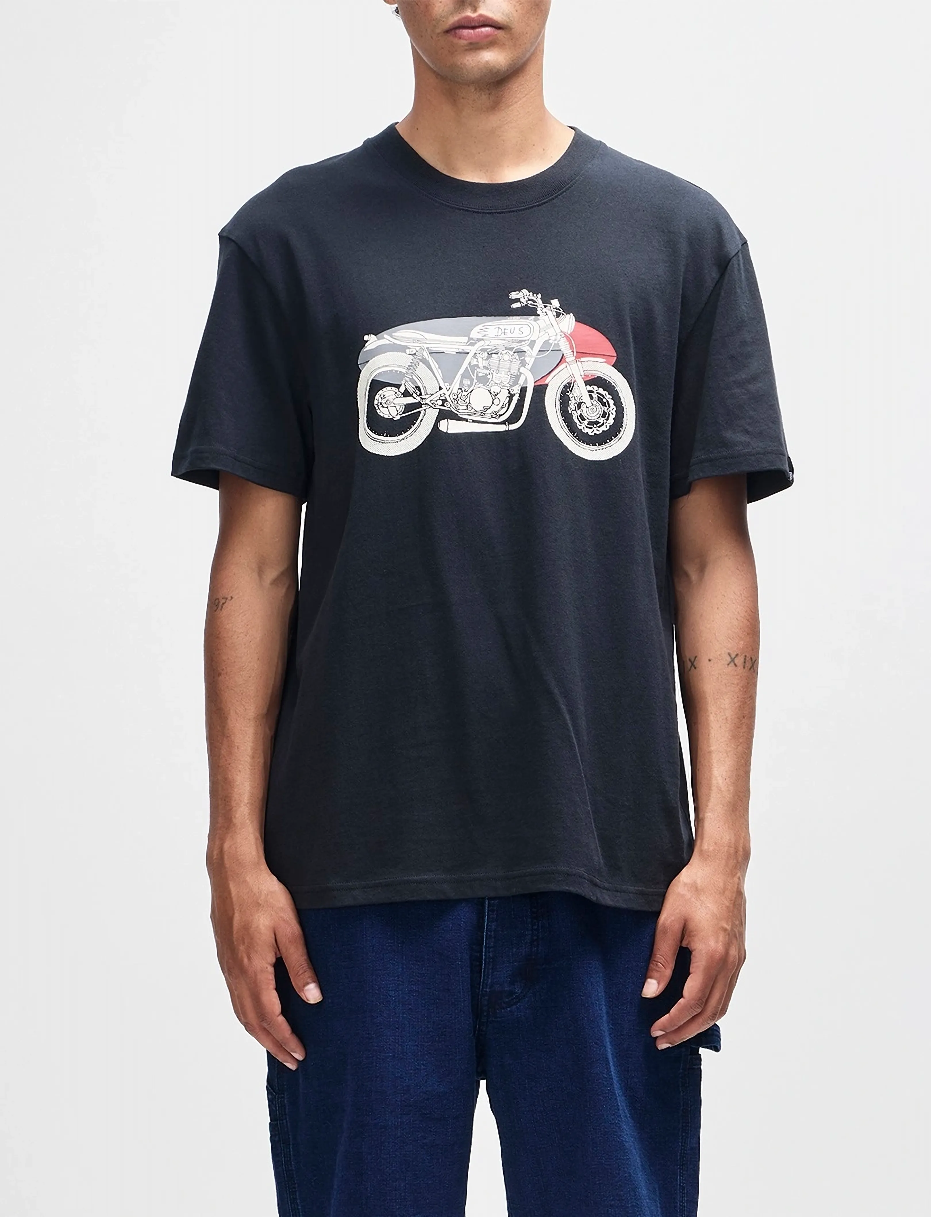 Deus Ex Machina Drovers Dog Tee, L, T-shirts, Schwarz - Short-sleeved, Männerswear