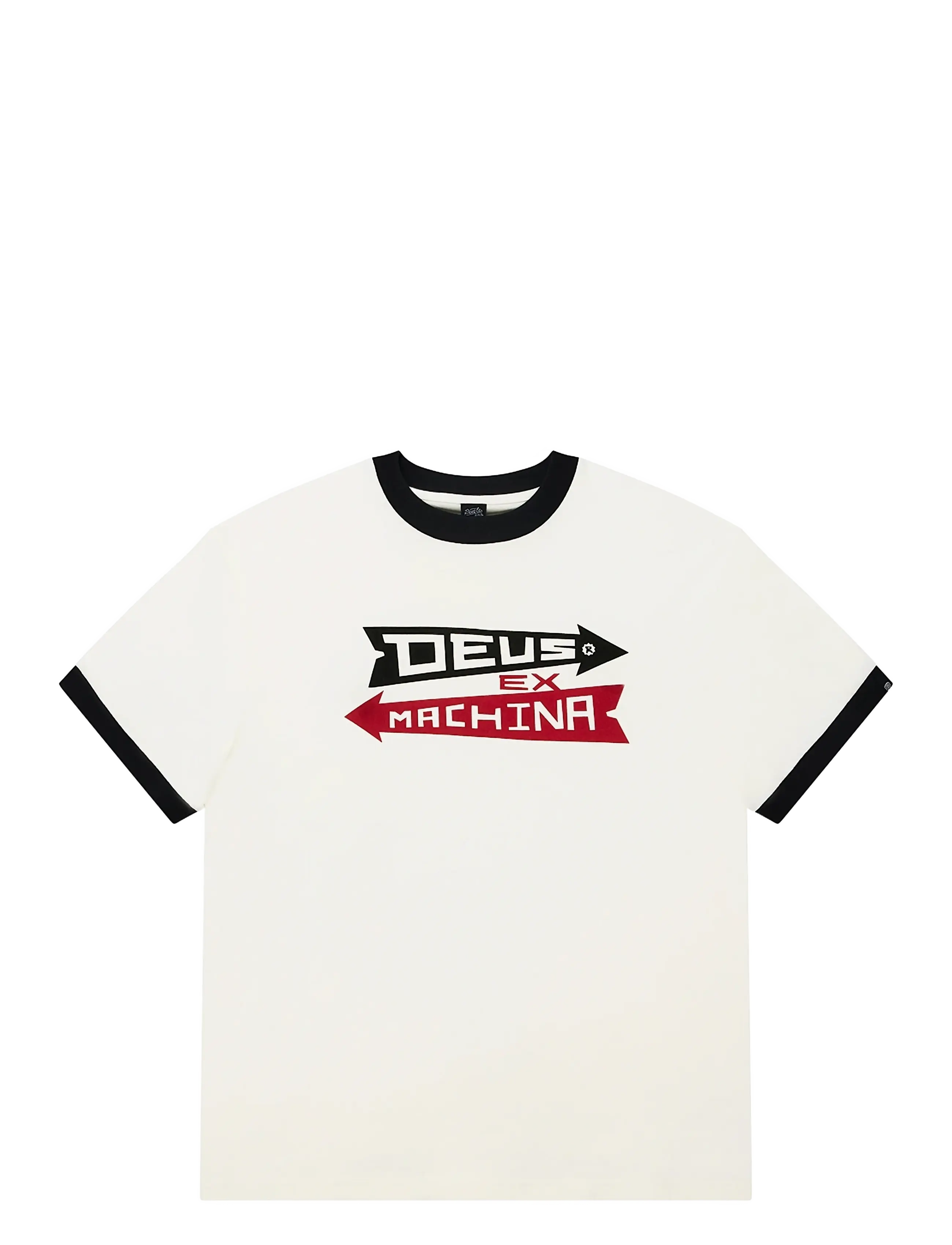 Deus Ex Machina Arrows Ringer Tee - Uutuudet - PRISTINE WHITE / black