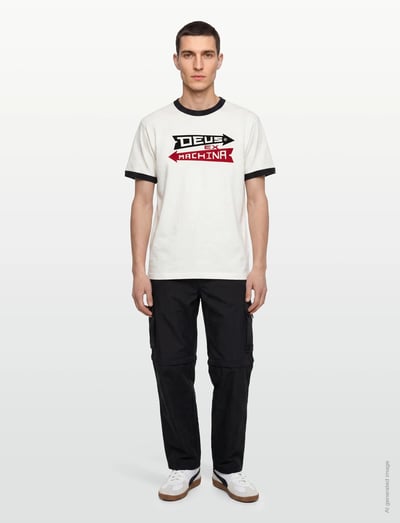 Deus Ex Machina Arrows Ringer Tee - Kortærmede T-shirts - PRISTINE WHITE / black