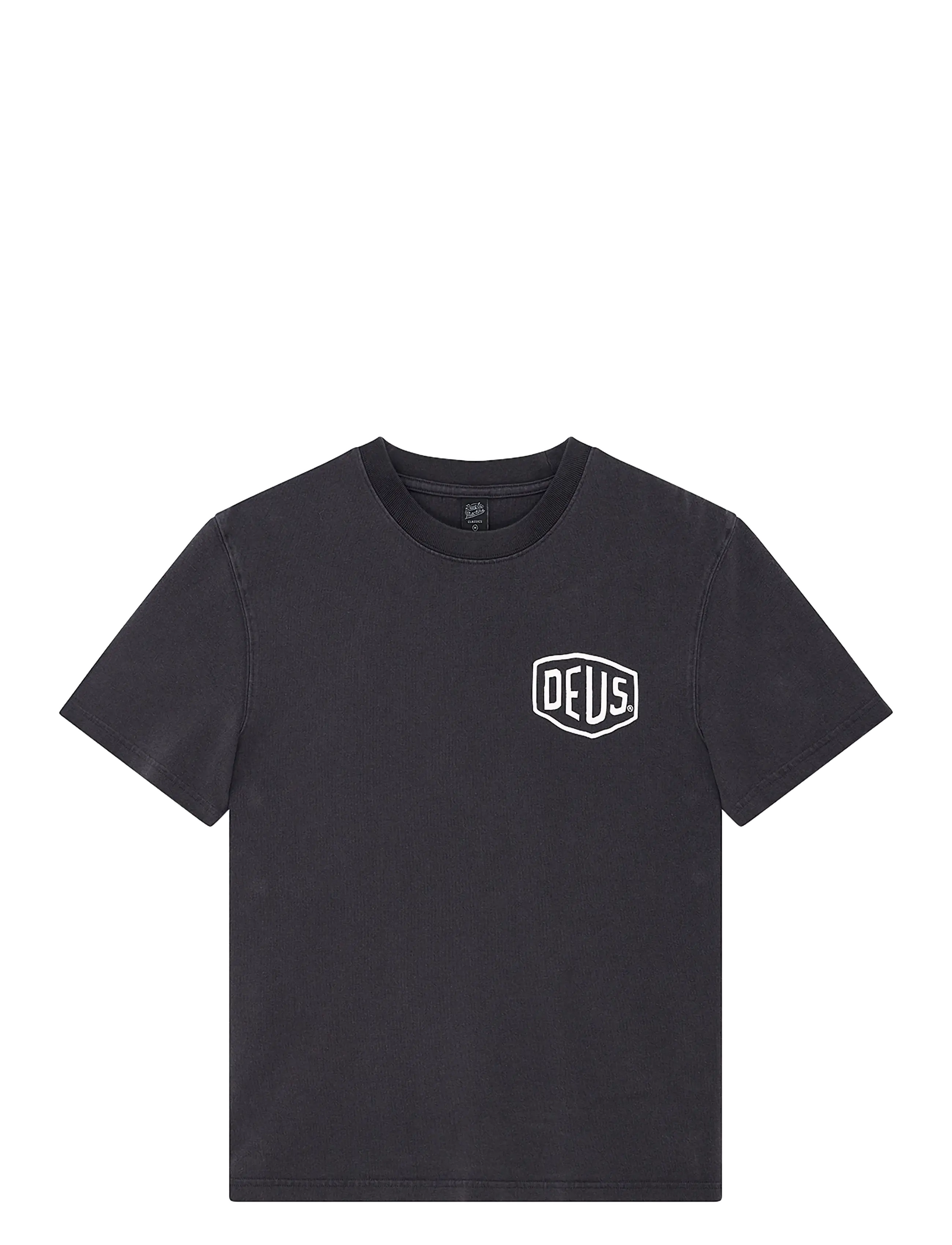 Deus Ex Machina Shield Garment Dyed Tee - T-shirts - BLACK / black