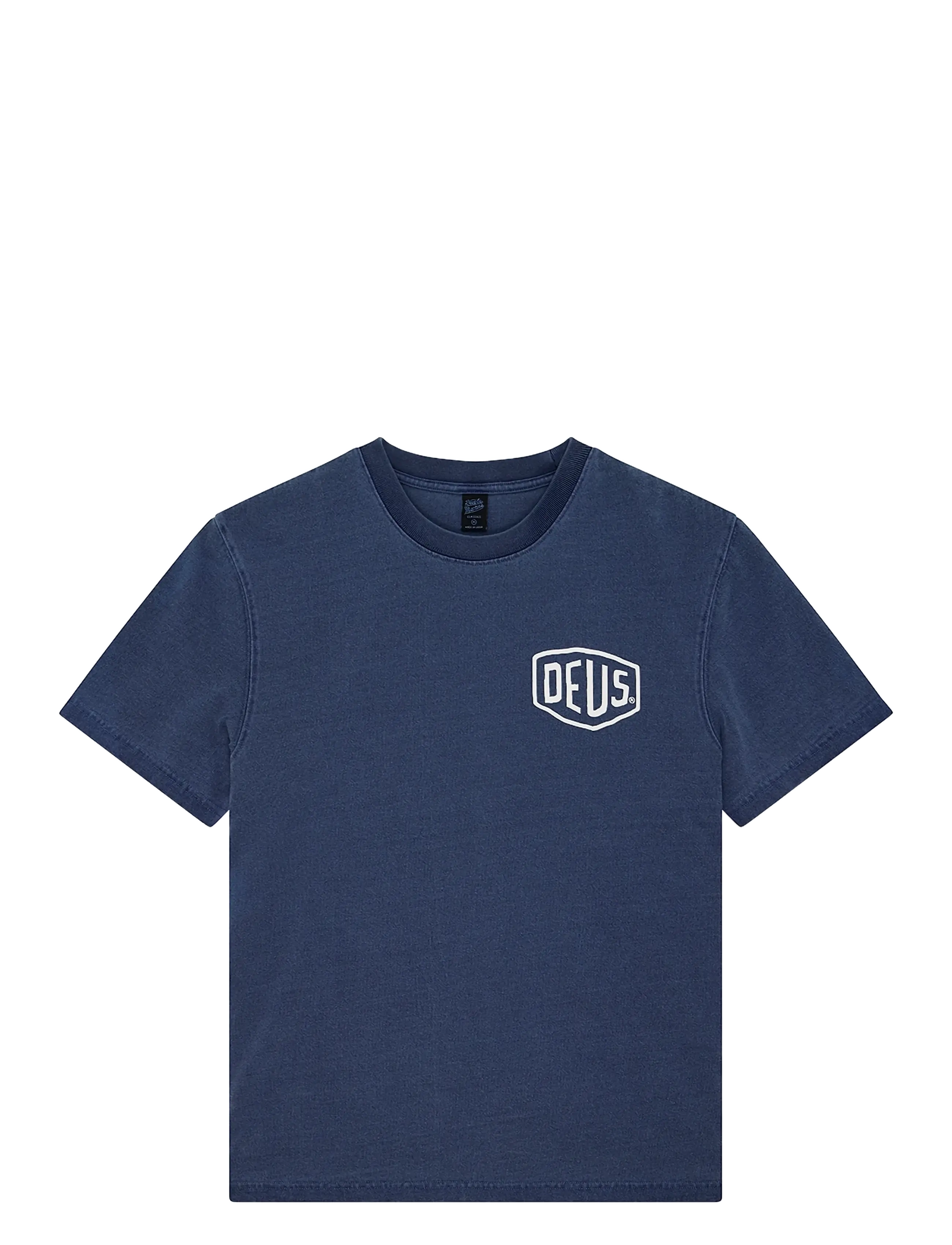Deus Ex Machina Shield Garment Dyed Tee - Nach Stil kaufen - MECHANIC BLUE / navy