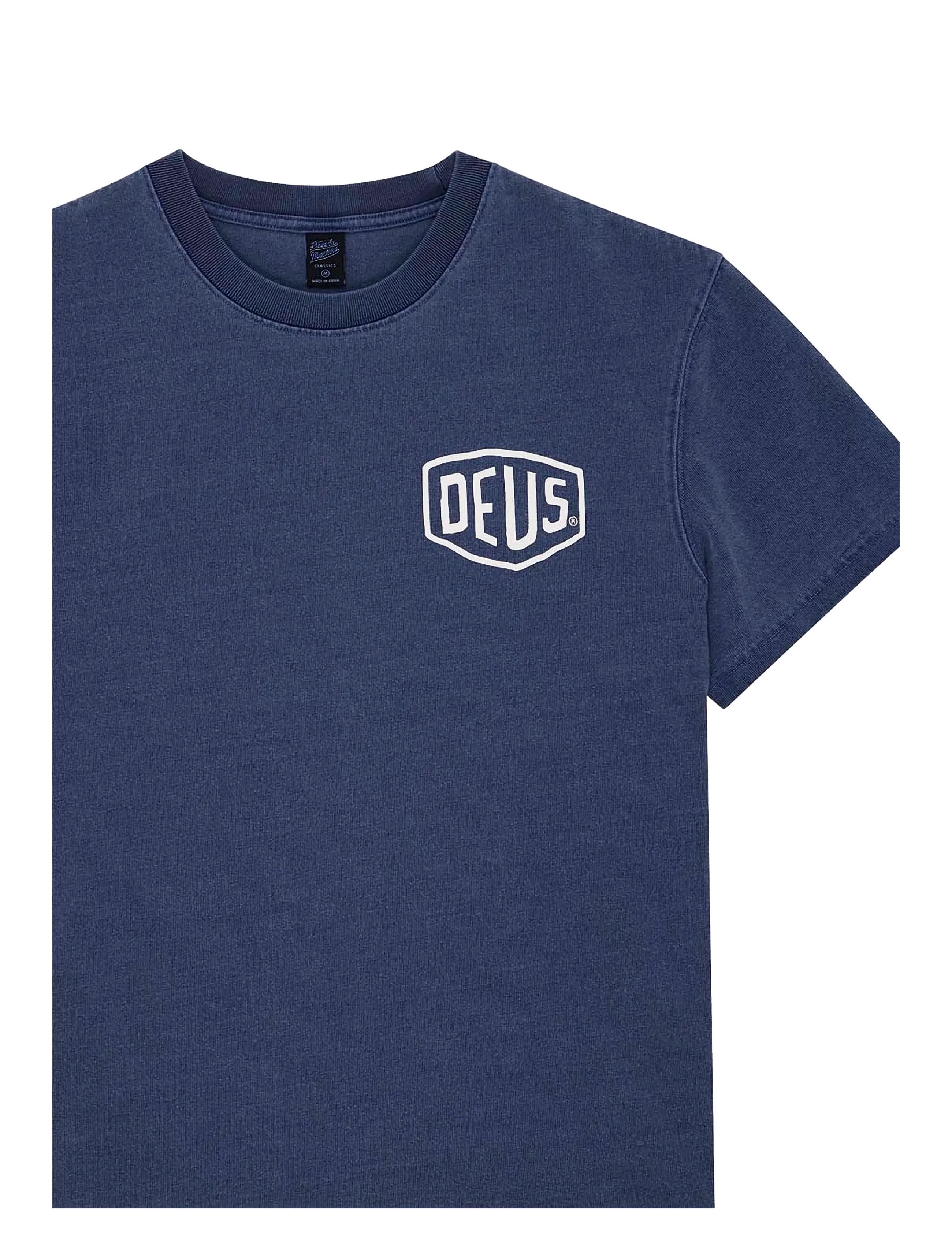 Deus Ex Machina - Shield Garment Dyed Tee - kortärmade t-shirts - mechanic blue - 3