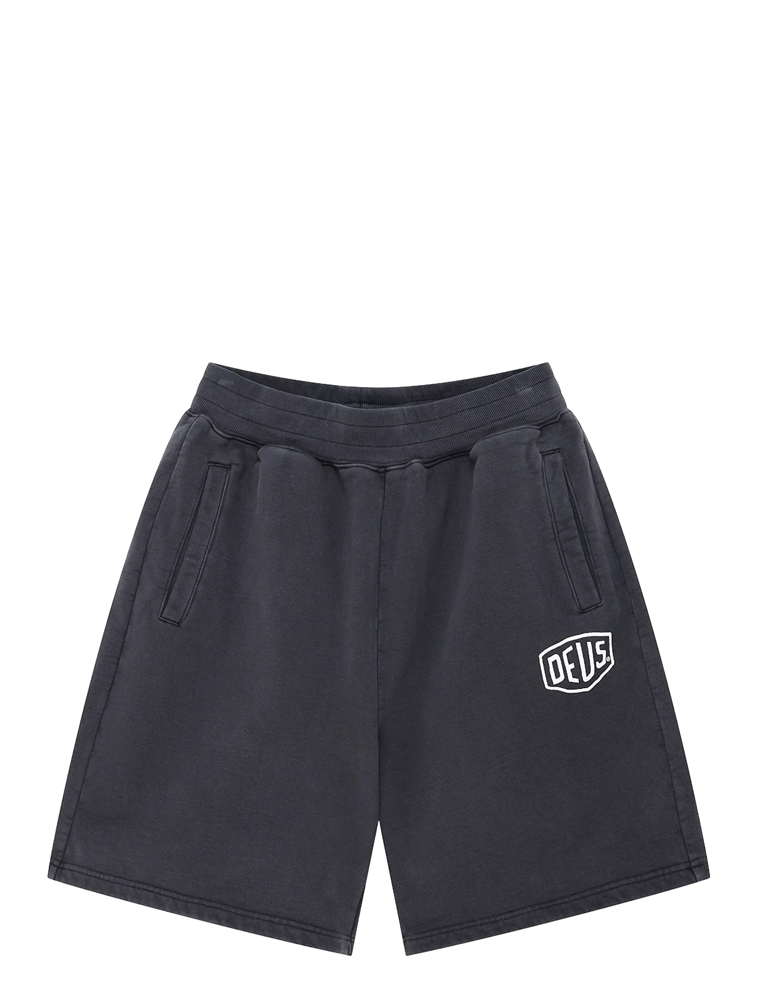 Deus Ex Machina Shield Garment Dyed Track Short - Sweatshorts - BLACK / black