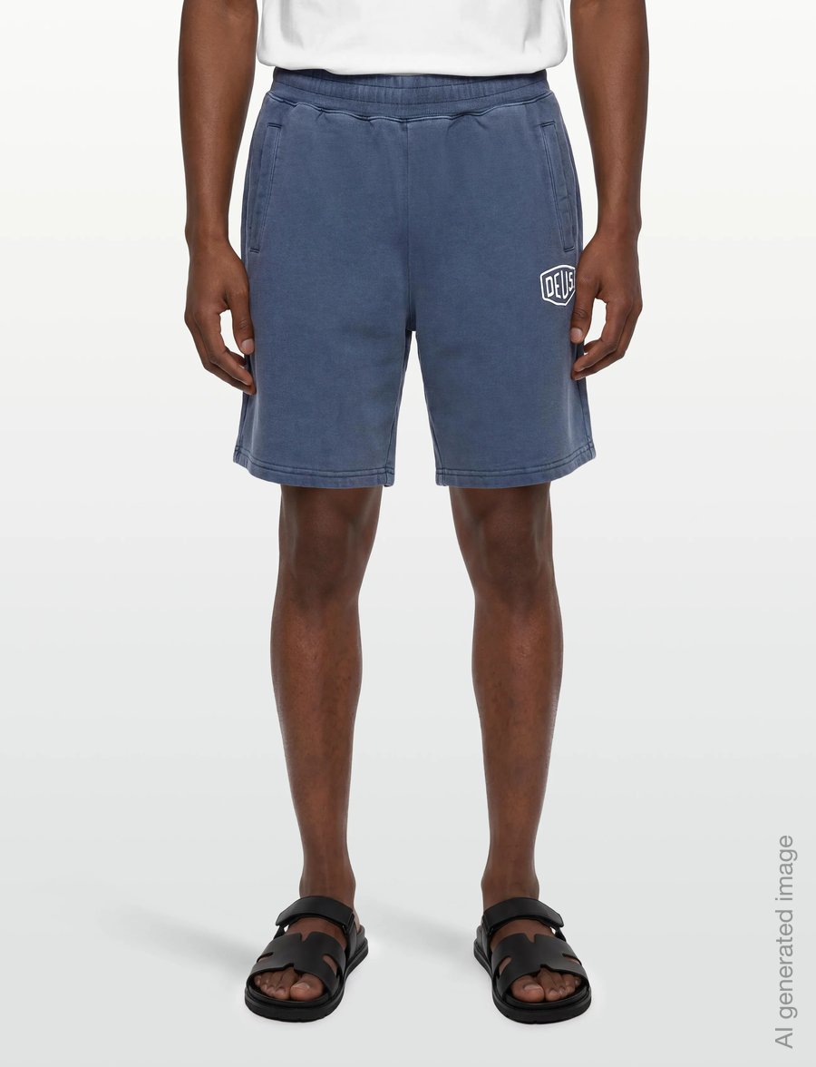 Deus Ex Machina - Shield Garment Dyed Track Short - lühikesed dressipüksid - mechanic blue - 3