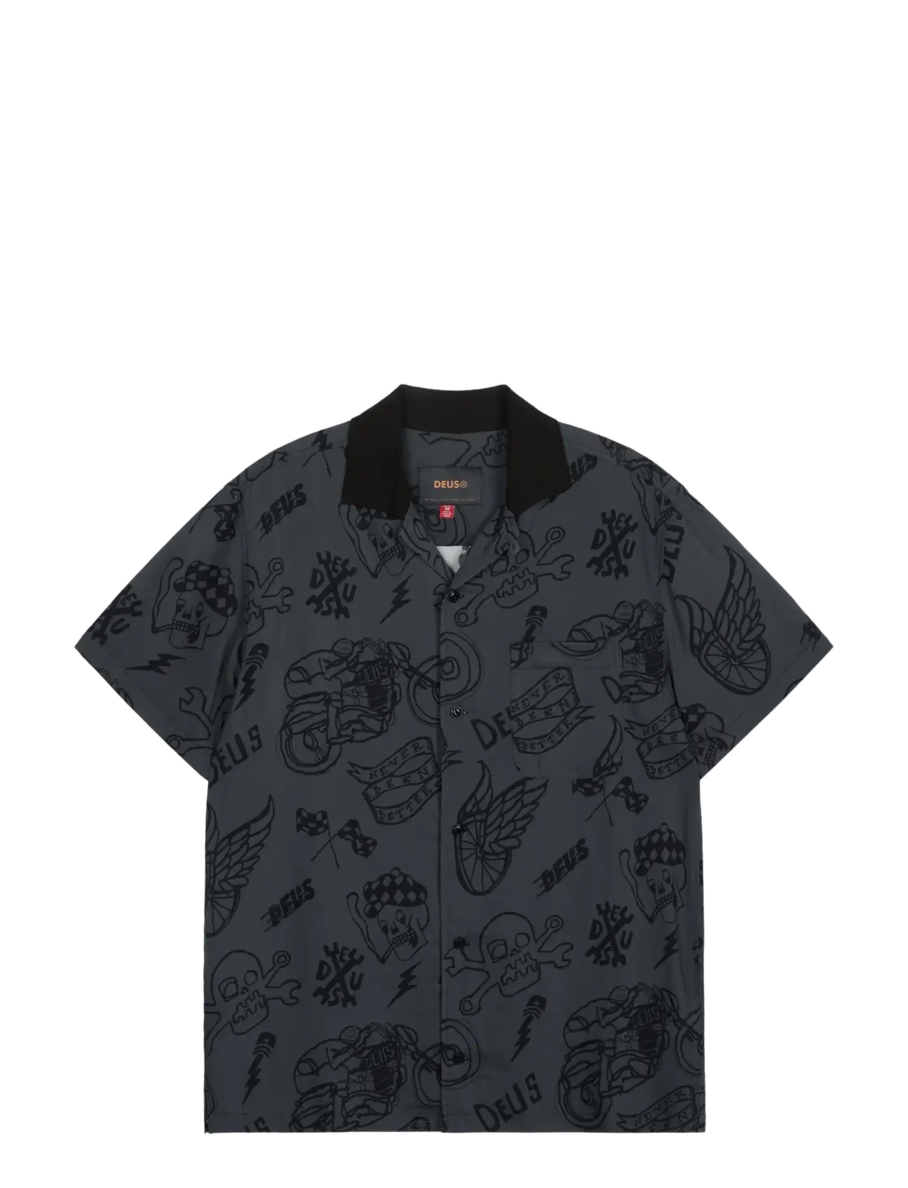 Deus Ex Machina Doodle Ss Shirt - Kläder - BLACK / black