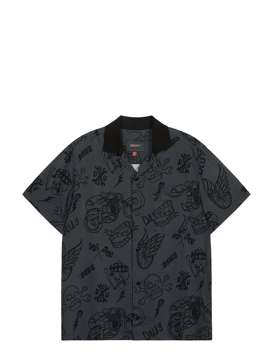 Deus Ex Machina - Doodle Ss Shirt - mönstrade skjortor - black - 0