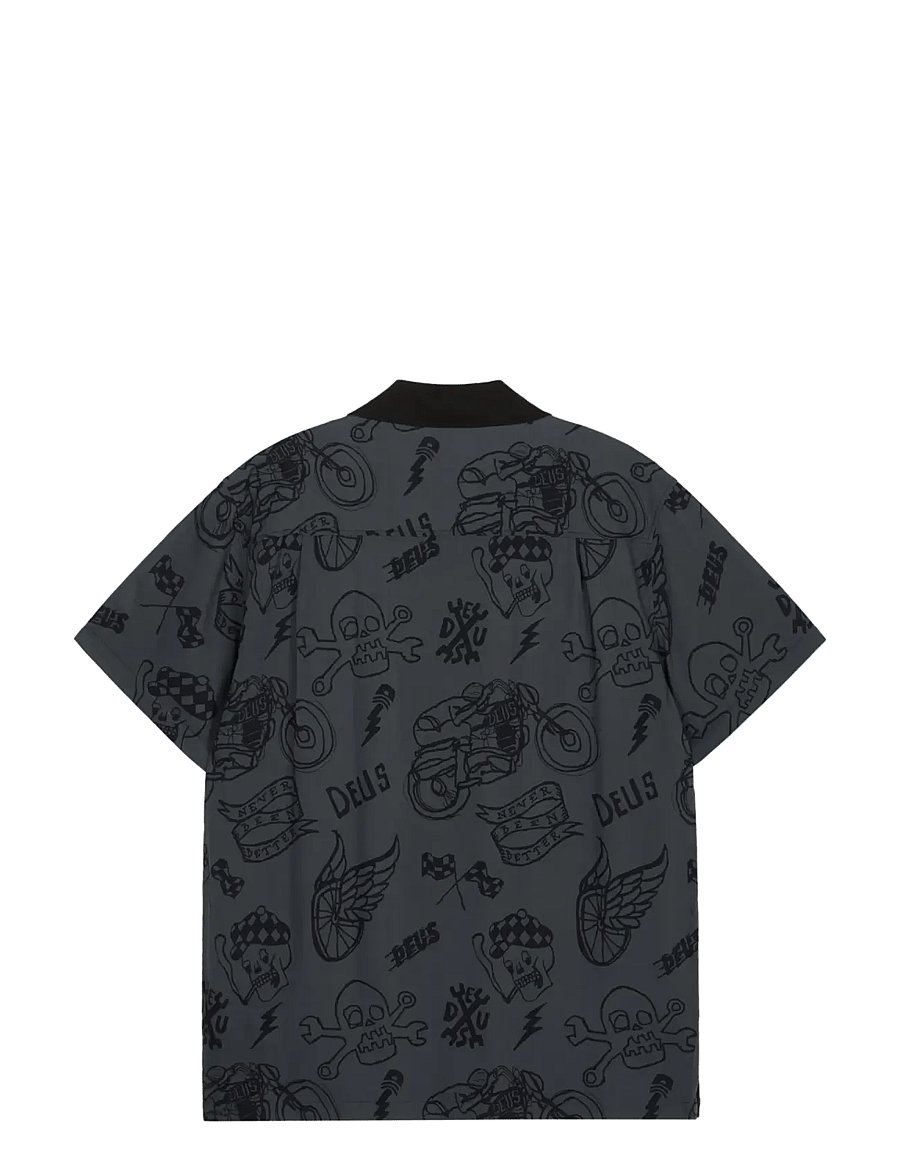 Deus Ex Machina - Doodle Ss Shirt - mönstrade skjortor - black - 1