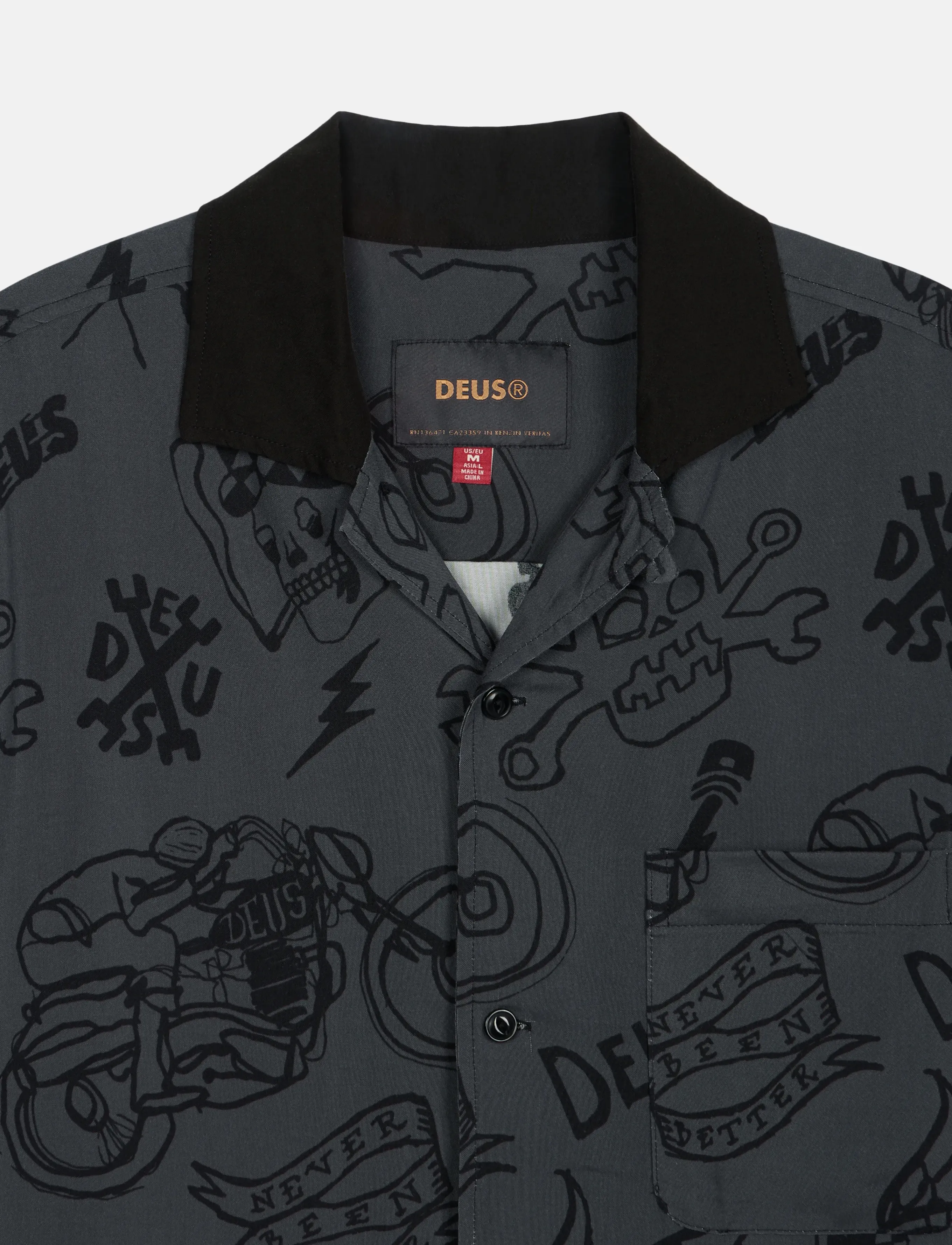 Deus Ex Machina - Doodle Ss Shirt - mönstrade skjortor - black - 2