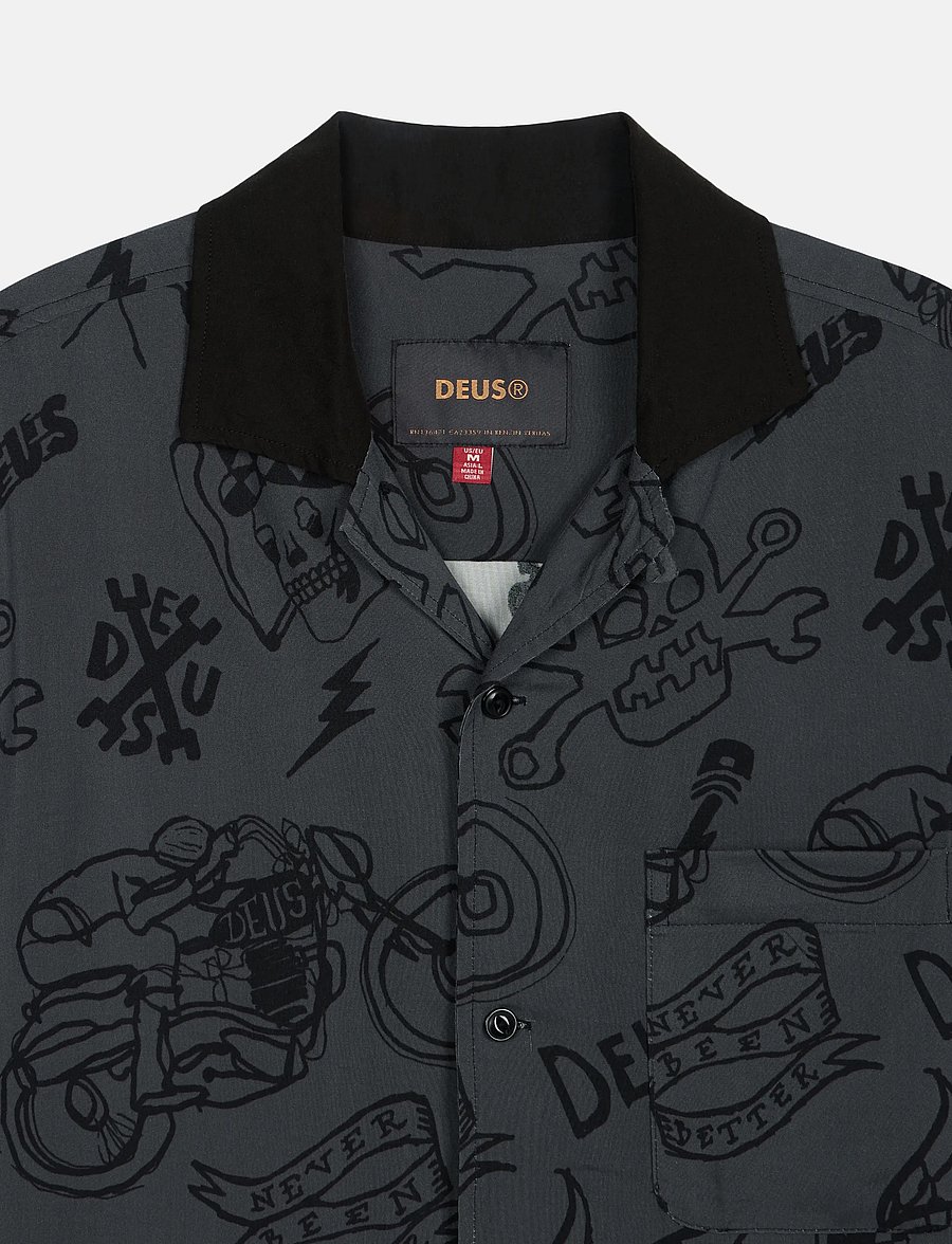 Deus Ex Machina - Doodle Ss Shirt - mönstrade skjortor - black - 2