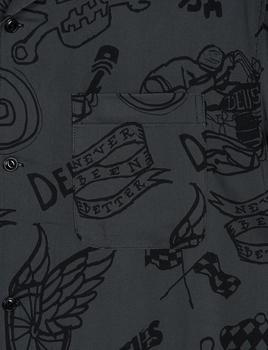 Deus Ex Machina - Doodle Ss Shirt - mönstrade skjortor - black - 3