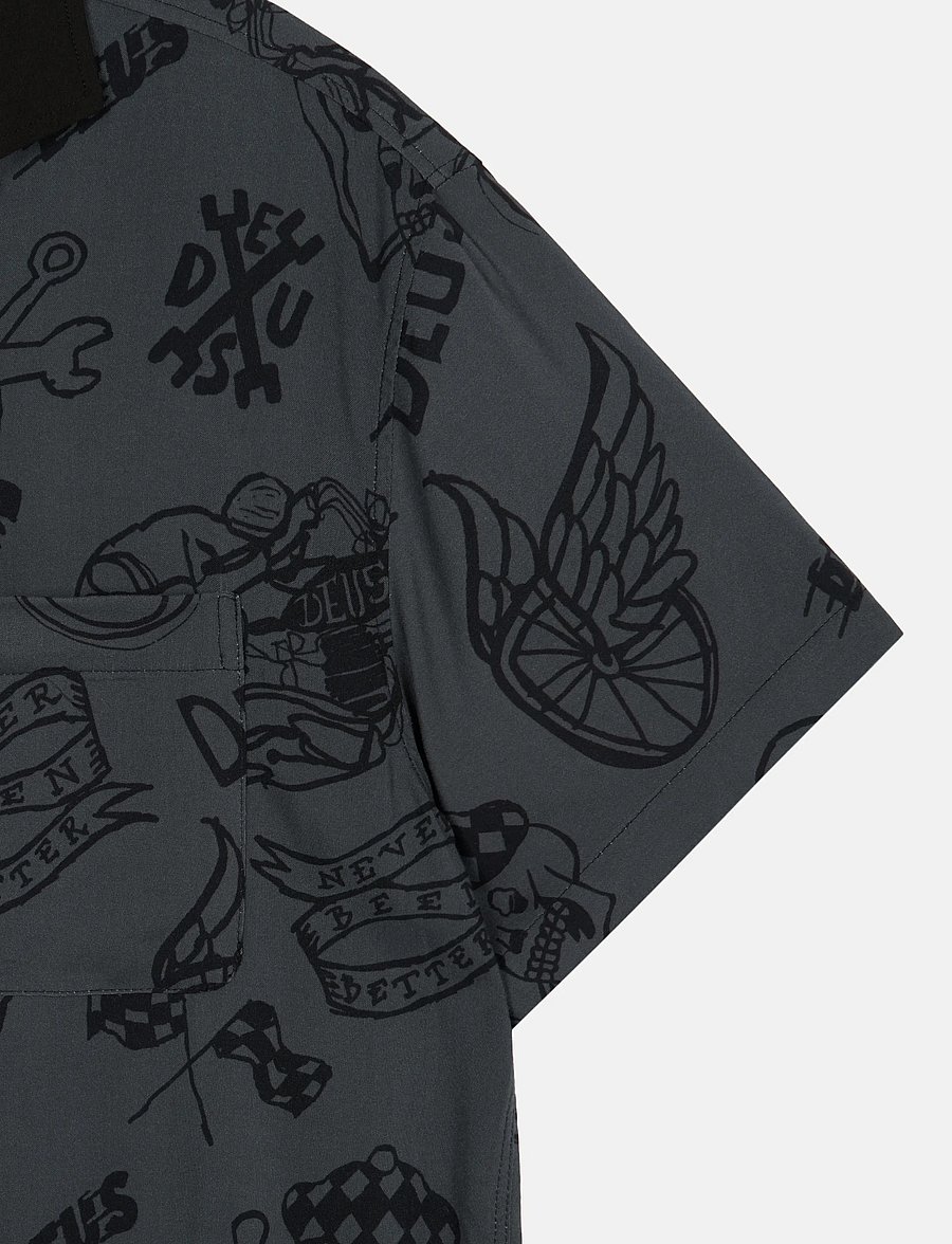 Deus Ex Machina - Doodle Ss Shirt - mönstrade skjortor - black - 4