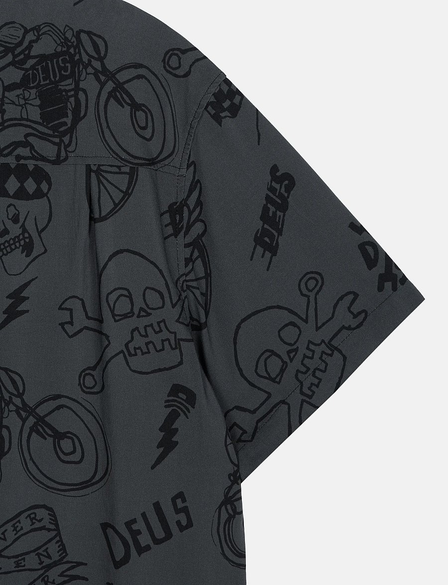 Deus Ex Machina - Doodle Ss Shirt - mönstrade skjortor - black - 5