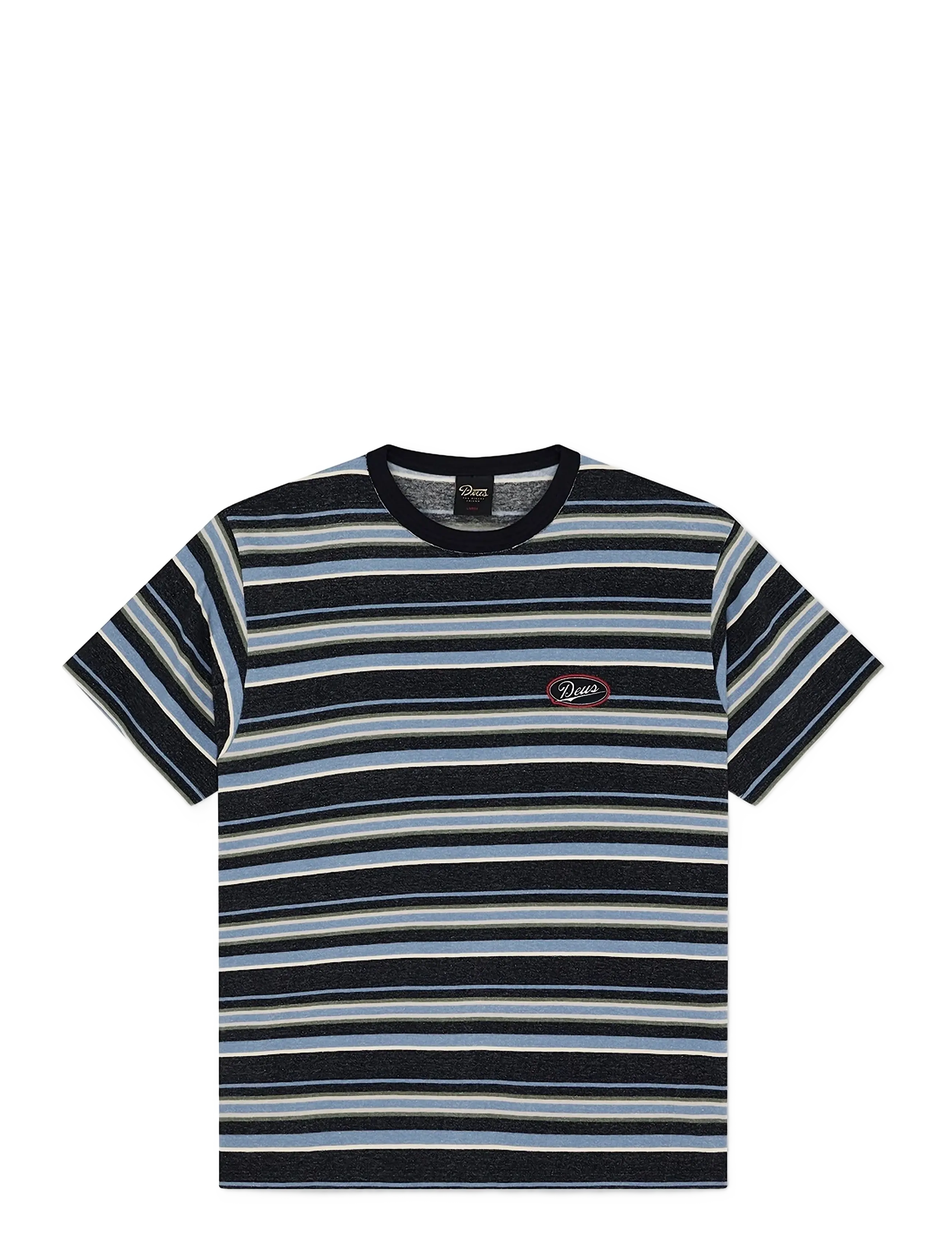 Deus Ex Machina Forecourt Stripe Tee - T-shirts - NAVY / black