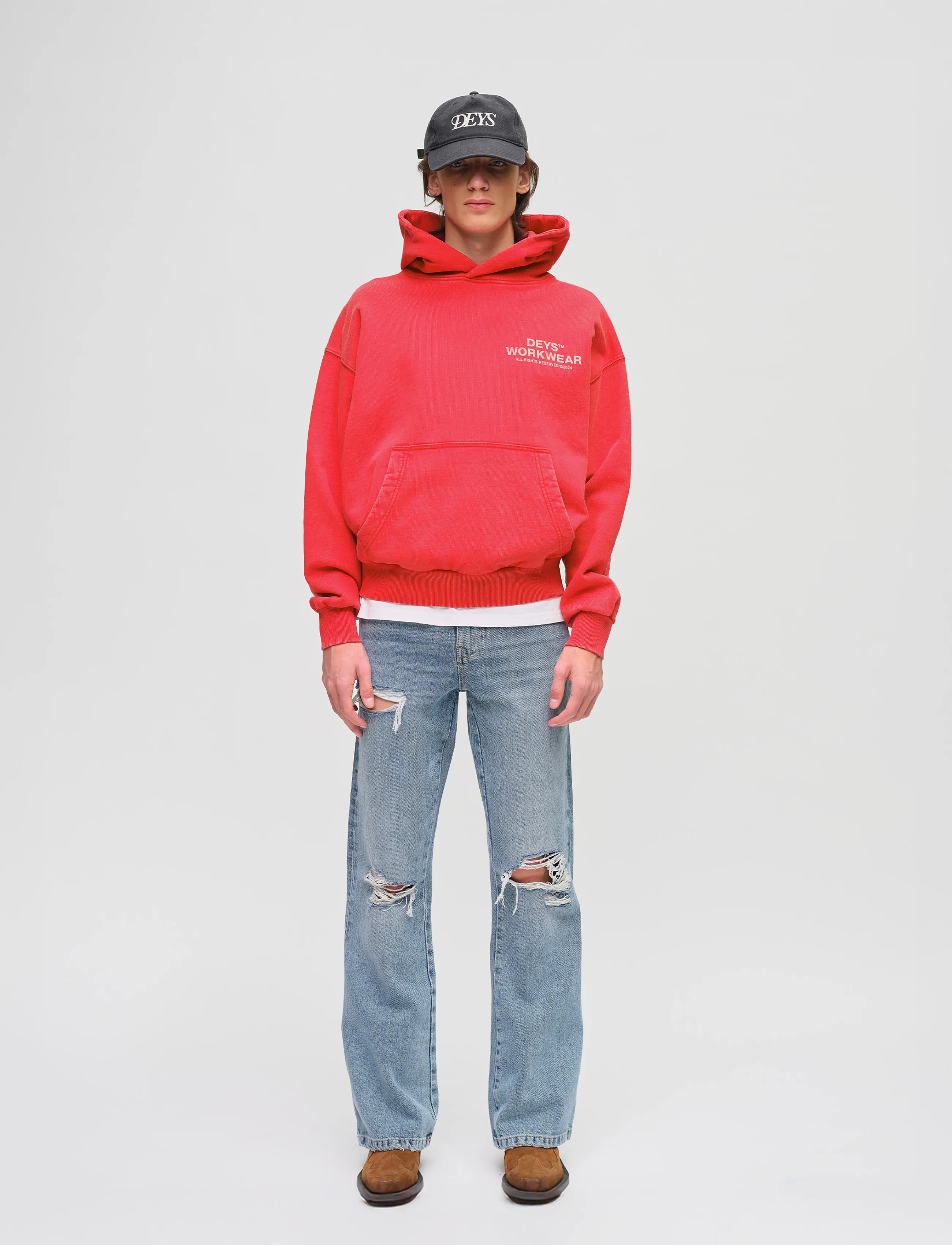 DEYS Hillside Print Hoodie - DEYS - WASHED RED / coral