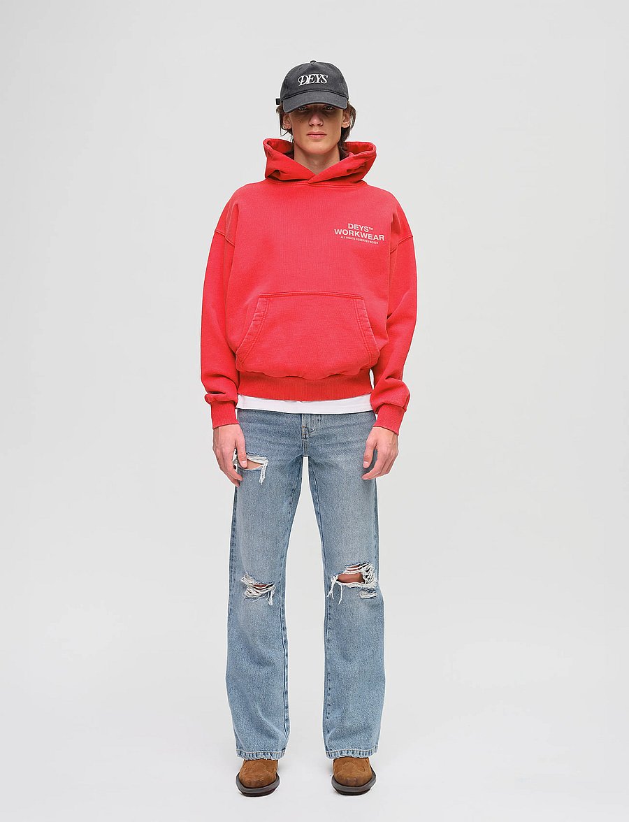 DEYS - Hillside Print Hoodie - kapuutsiga pusad - washed red - 0