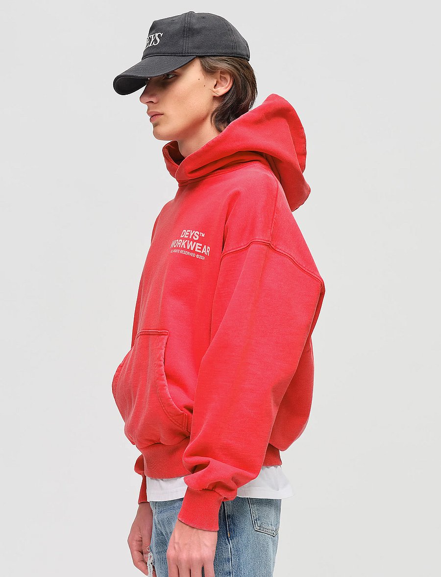 DEYS - Hillside Print Hoodie - kapuutsiga pusad - washed red - 4