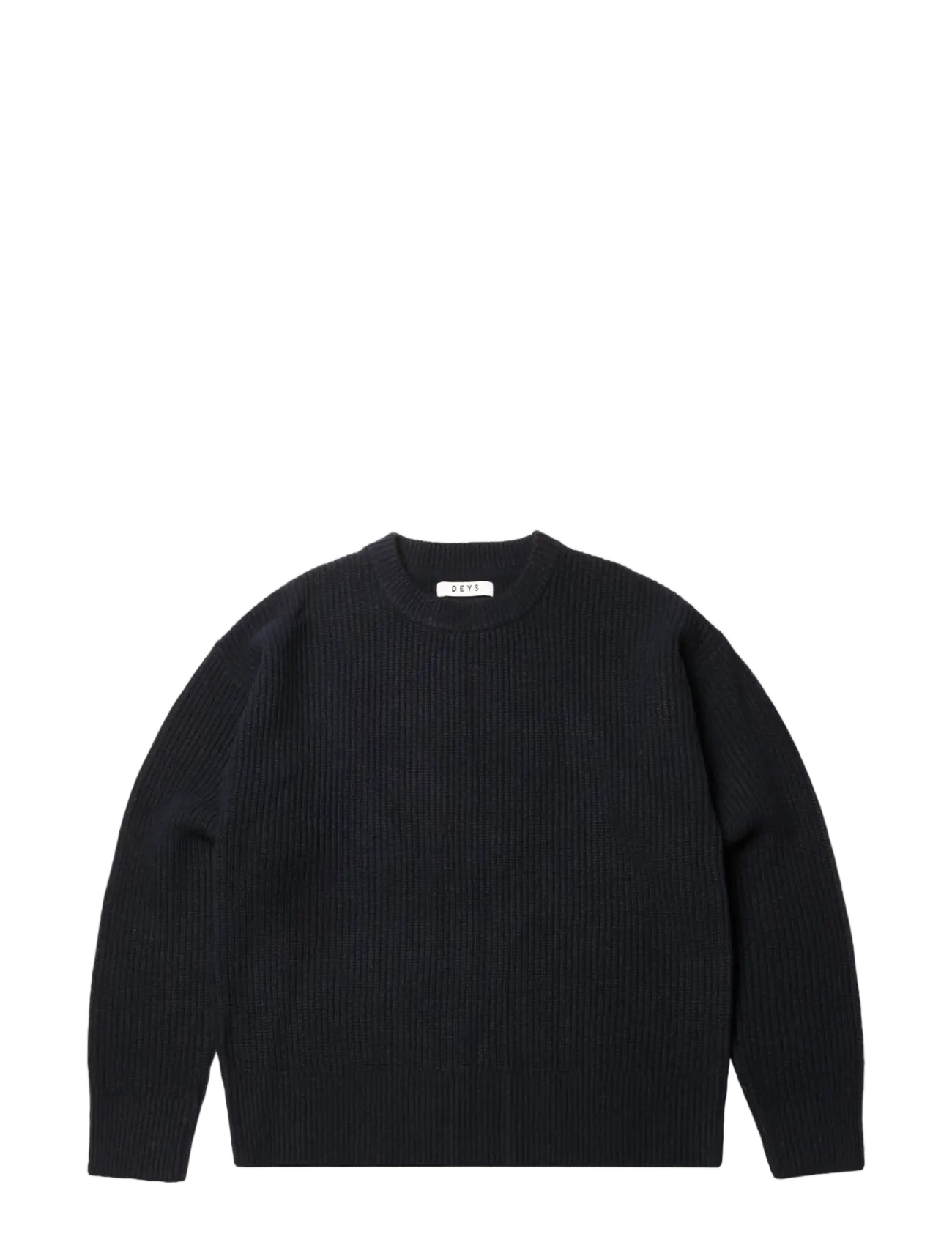 DEYS Montebello Wool Crewneck, Mænd, Ribstrikket Crewneck Sweater, Sort, Str: M