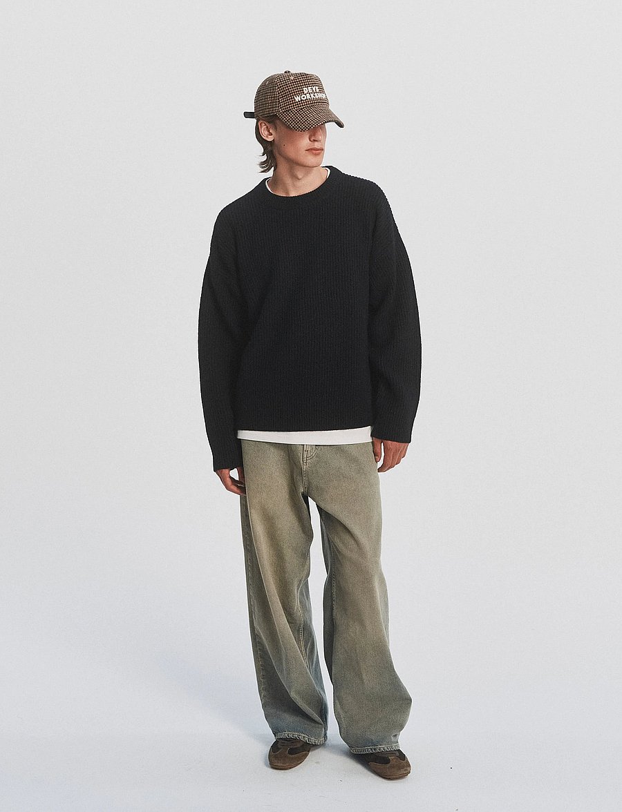 DEYS - Montebello Wool Crewneck - Ümara kaelusega - black - 0