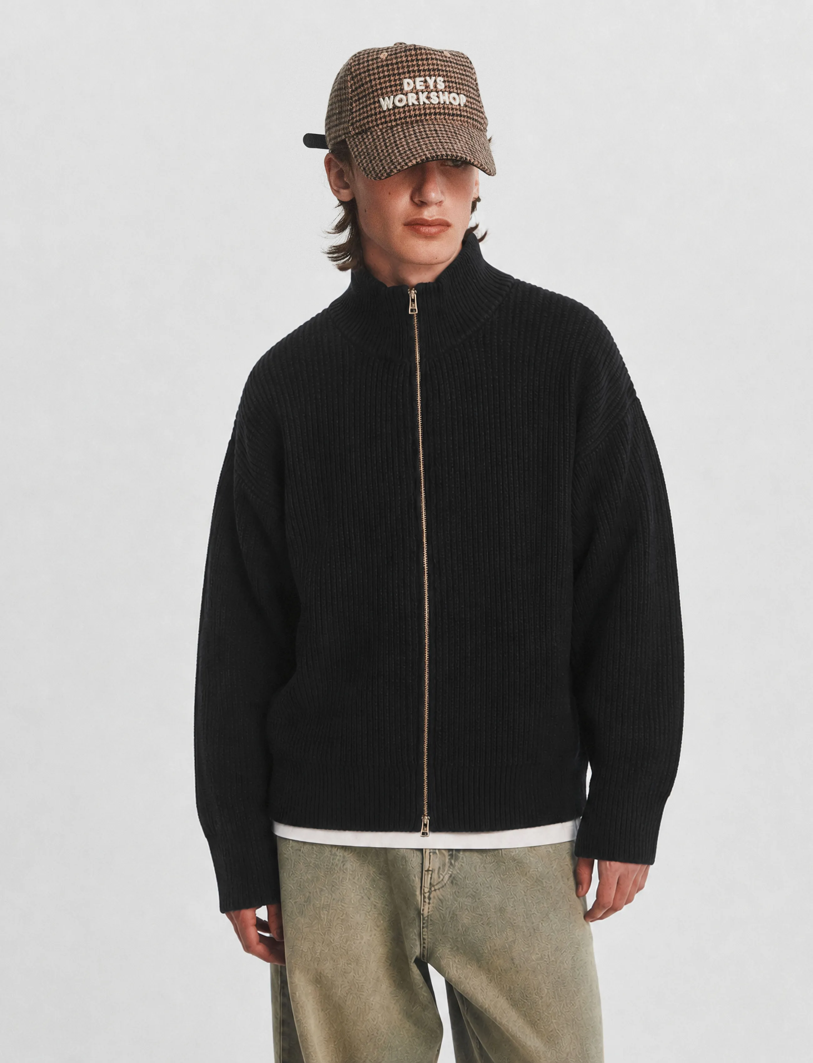 DEYS Montebello Wool Zip-Through stickade tröjor herr – bild 3