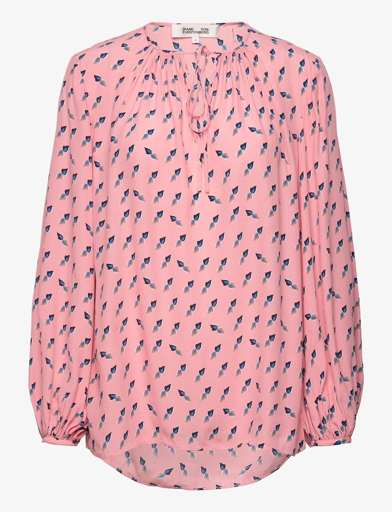 Diane von Furstenberg - DVF NEW FREDDIE BLOUSE - long-sleeved blouses - twisted geo soft pink - 0