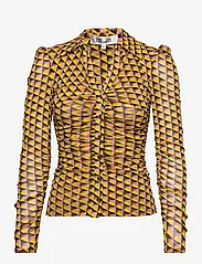 Diane von Furstenberg - DVF NATHANIEL TOP - long-sleeved tops - february geo yoke yellow - 0